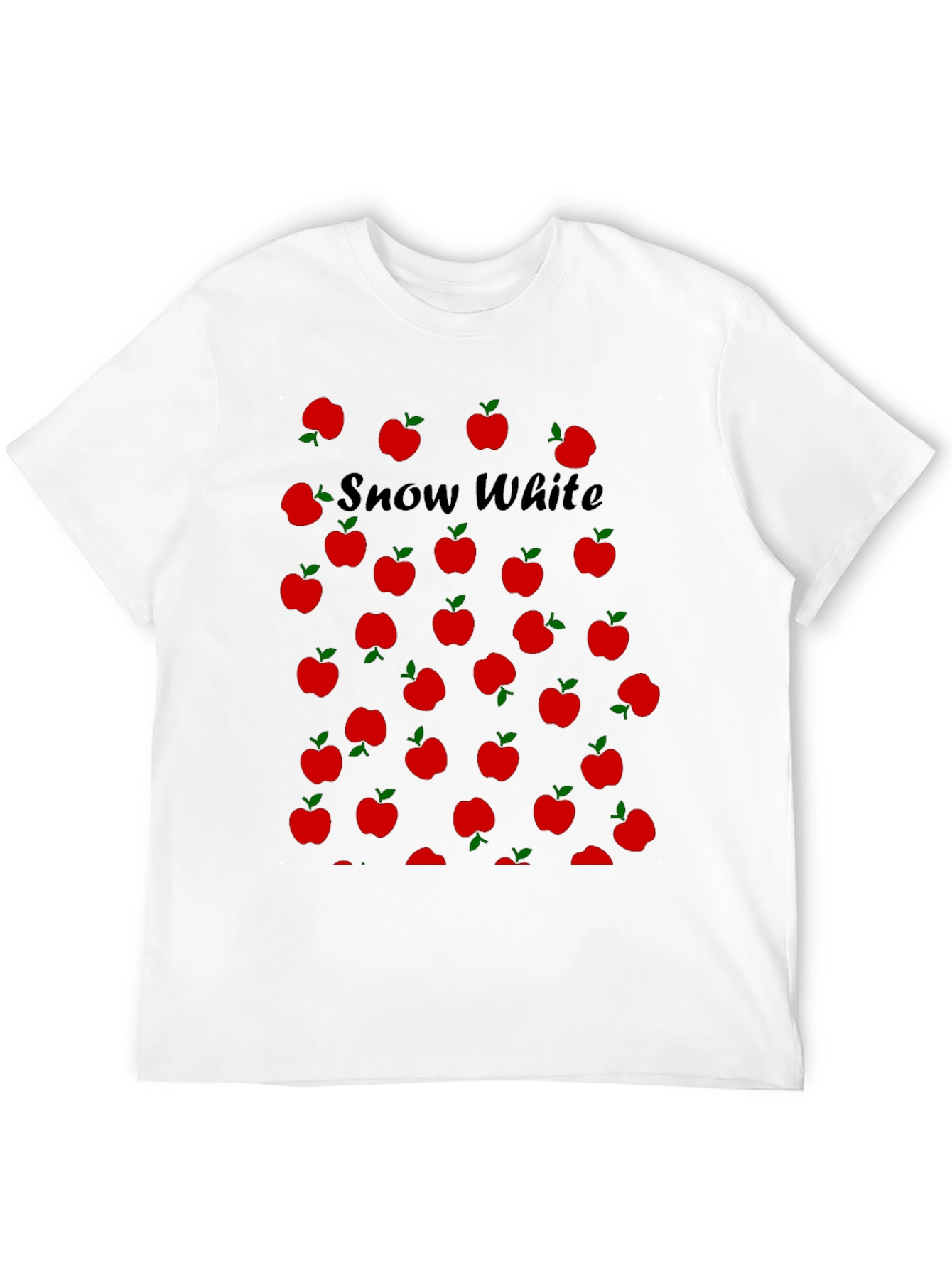 Snow White Apples T-Shirt - Black Crew Neck Tee
