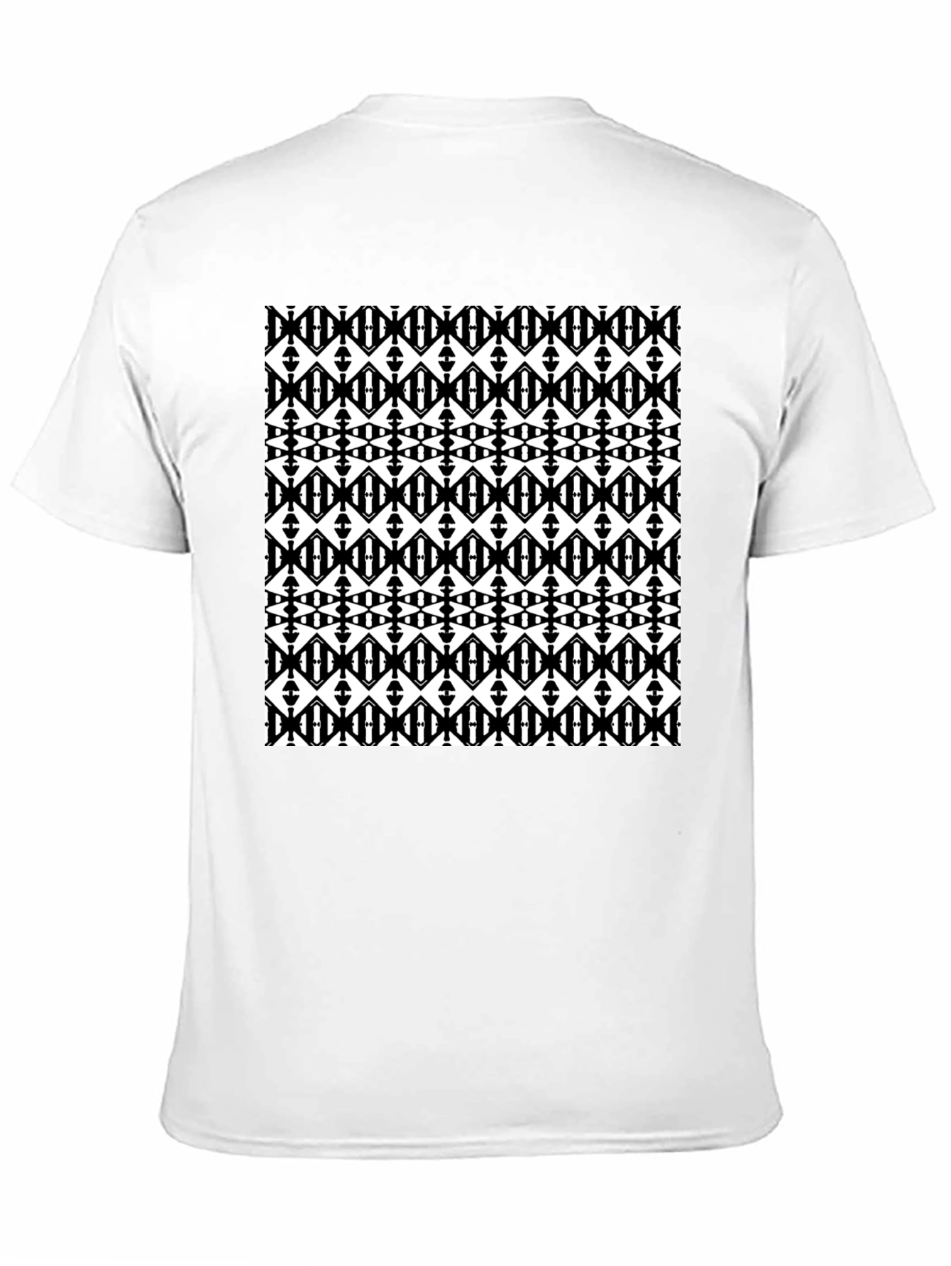 Black Graphic Tee - Geometric Diamond Pattern