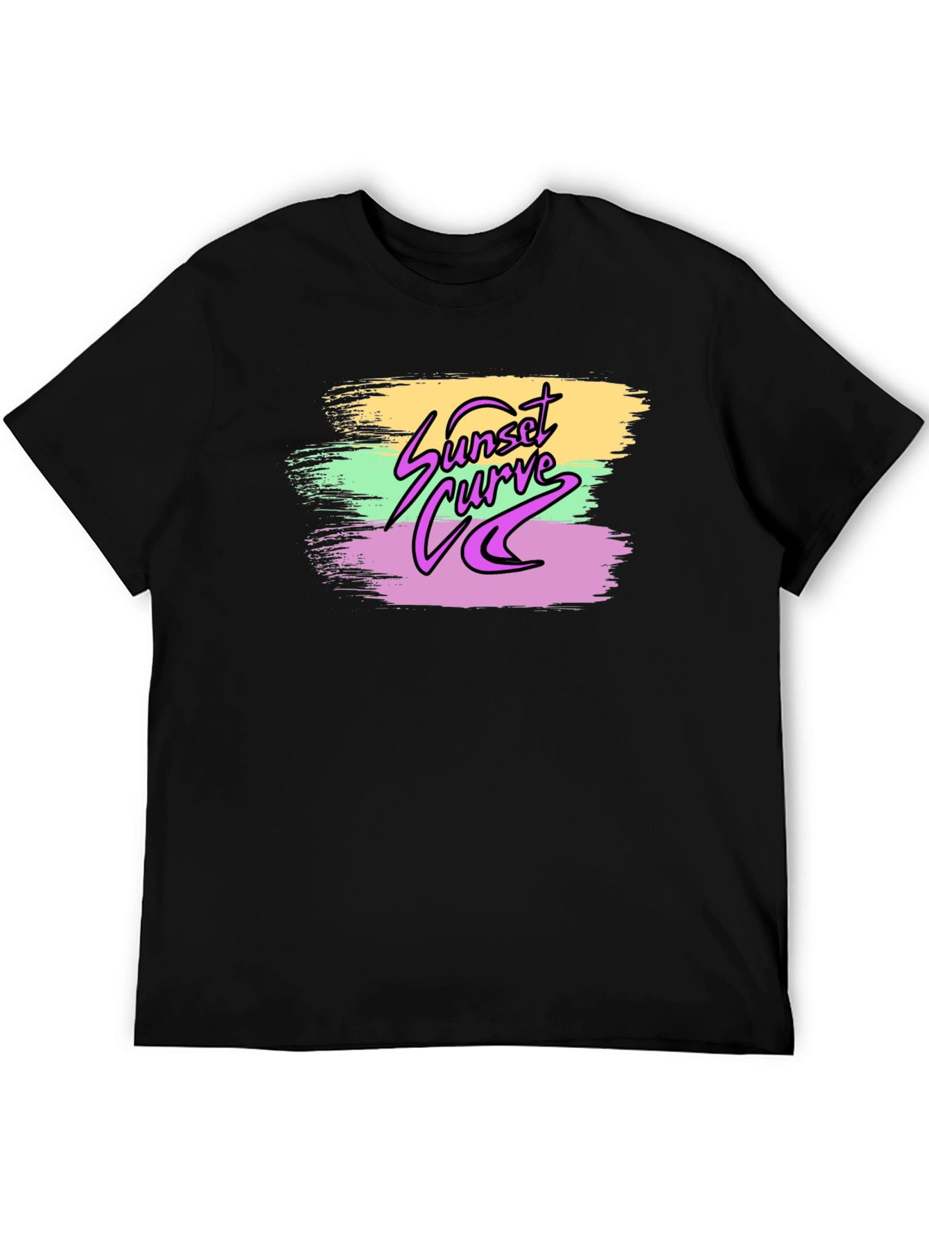 Sunset Curve Graphic Print Black T-Shirt