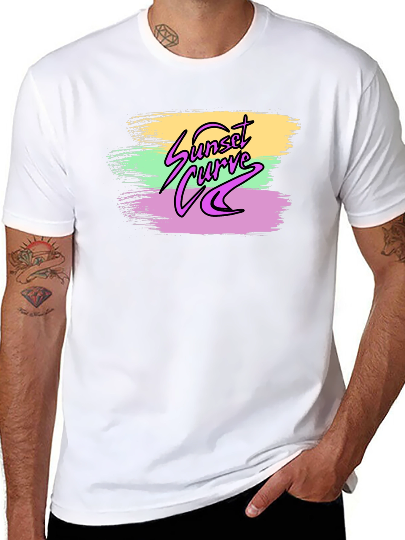 Sunset Curve Graphic Print Black T-Shirt
