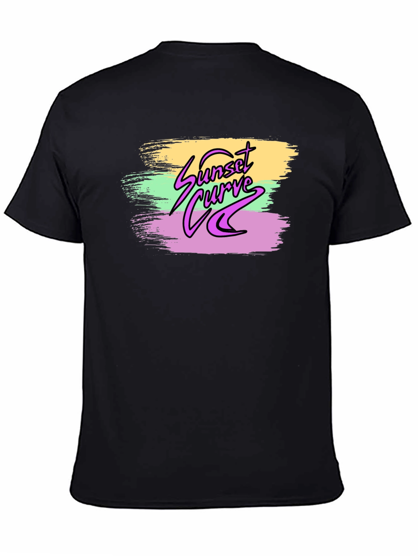 Sunset Curve Graphic Print Black T-Shirt