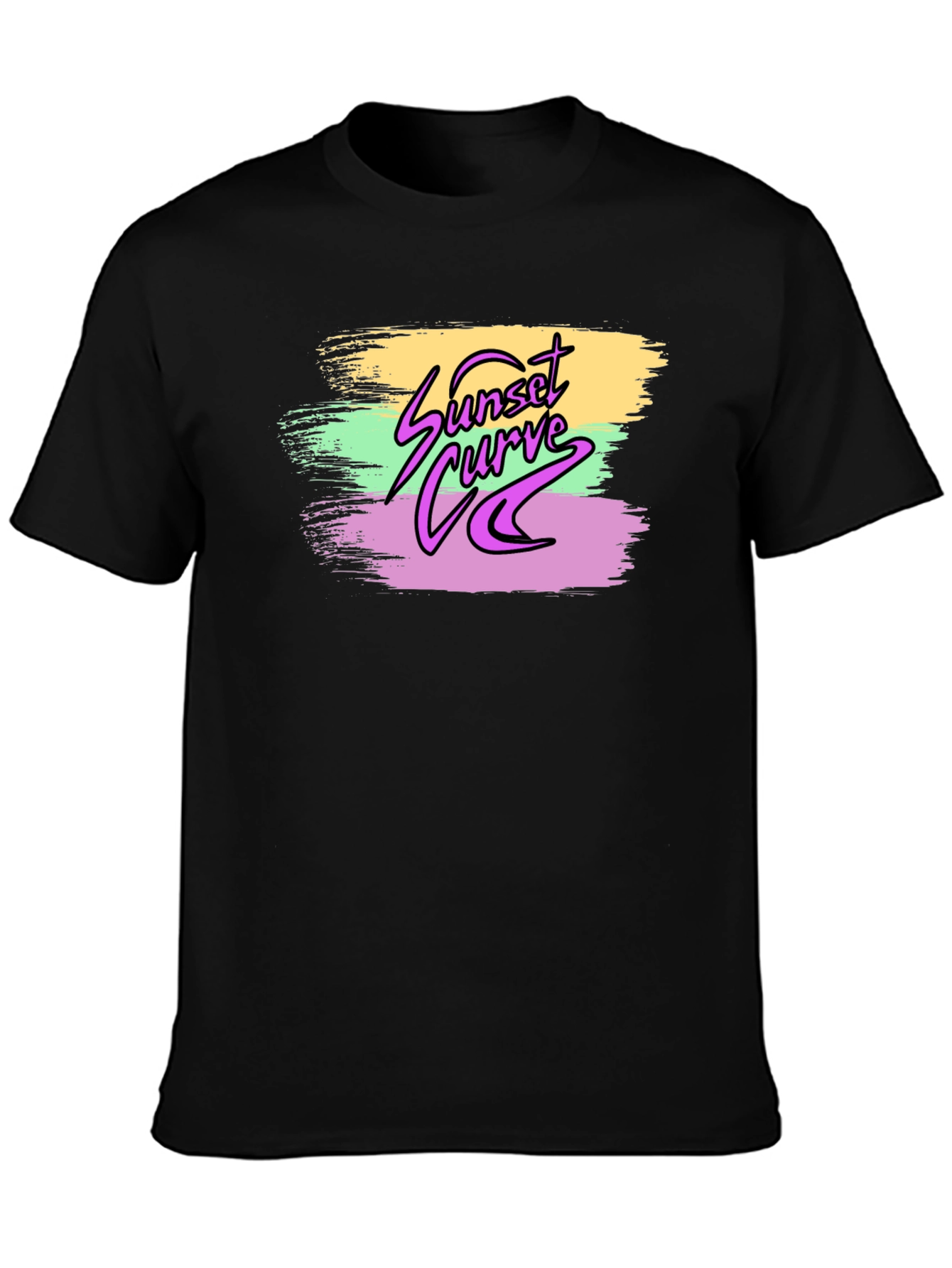 Sunset Curve Graphic Print Black T-Shirt