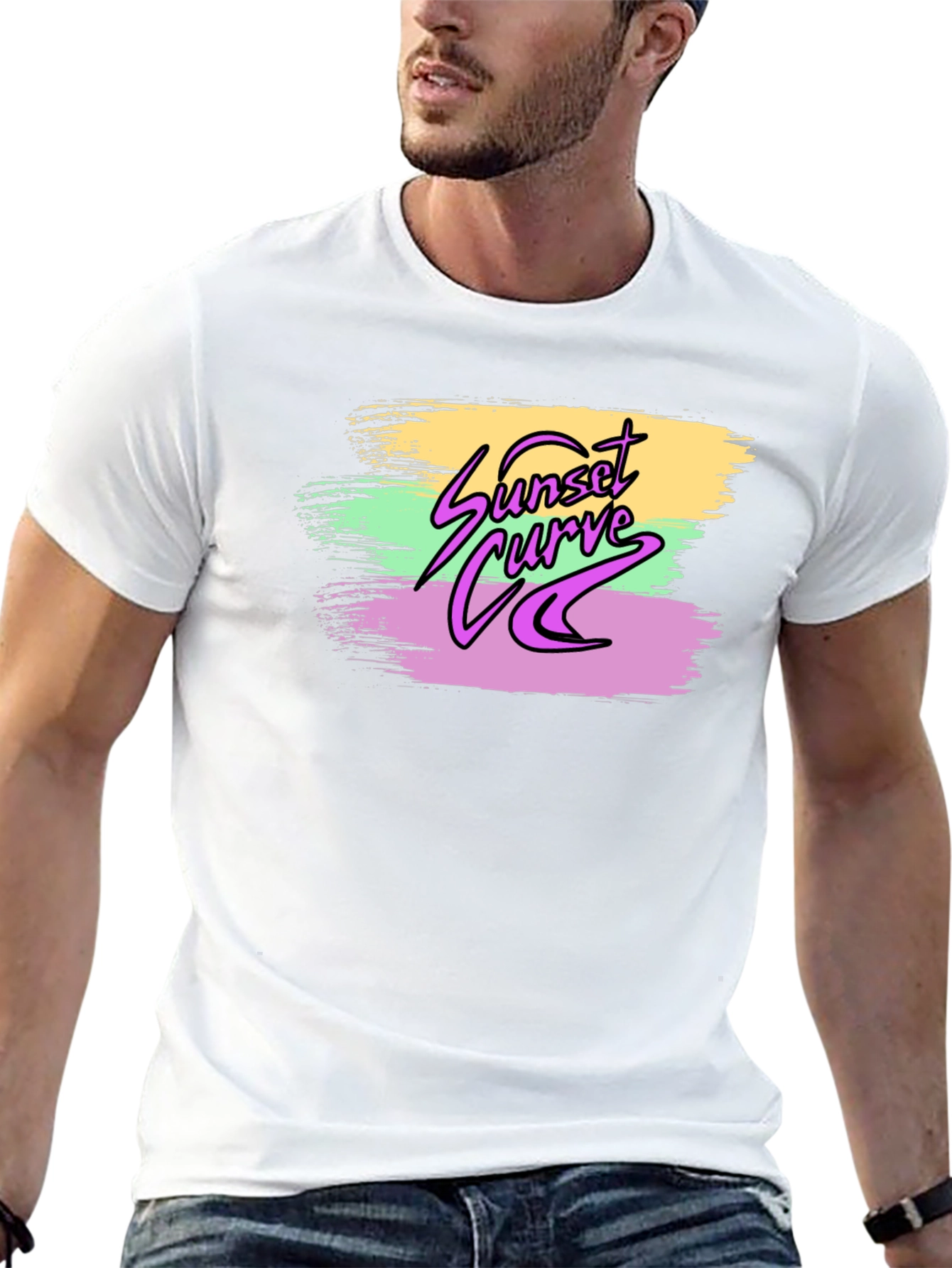 Sunset Curve Graphic Print Black T-Shirt