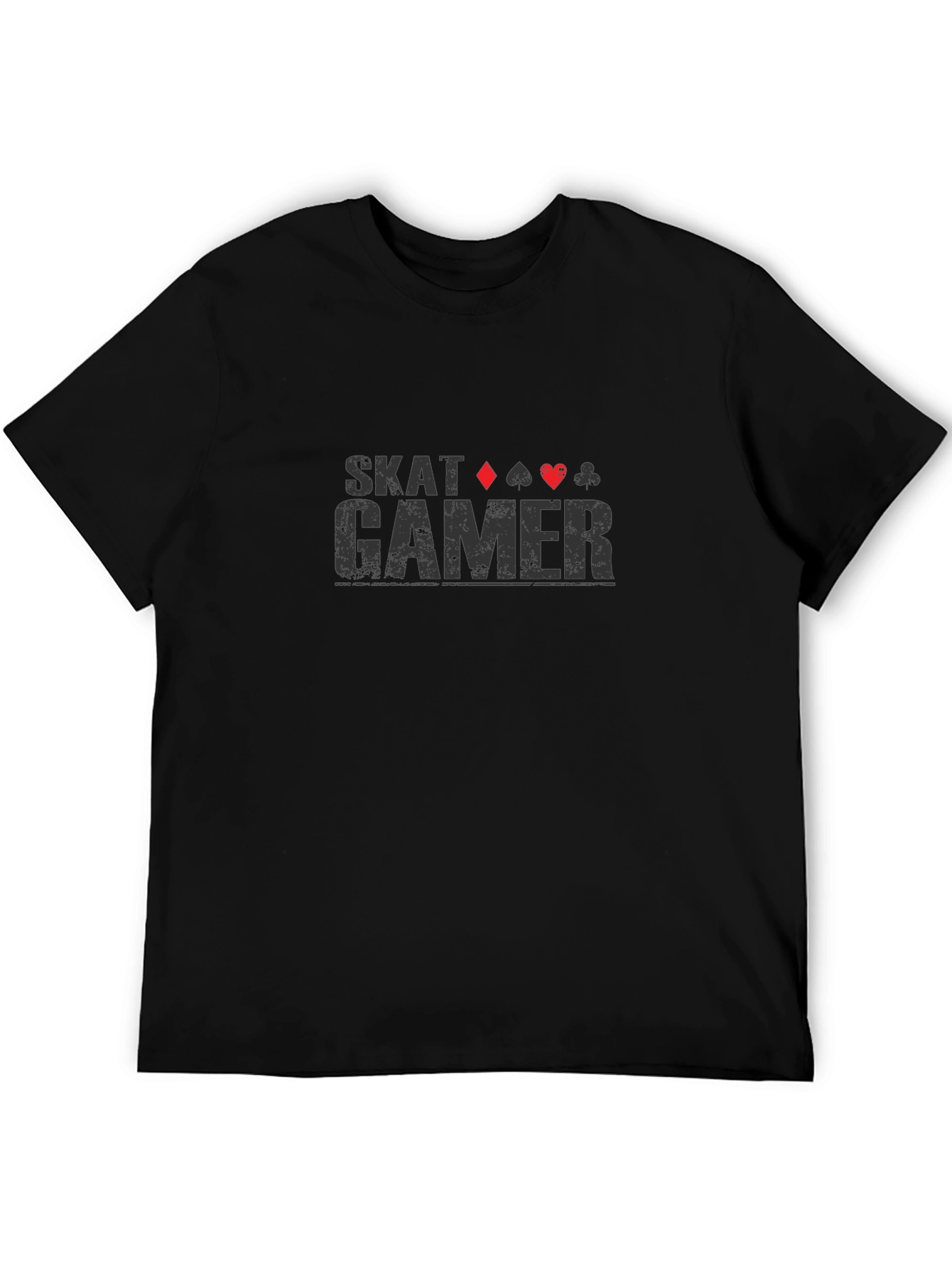 Skat Gamer T-Shirt - Black Card Suits Graphic Tee