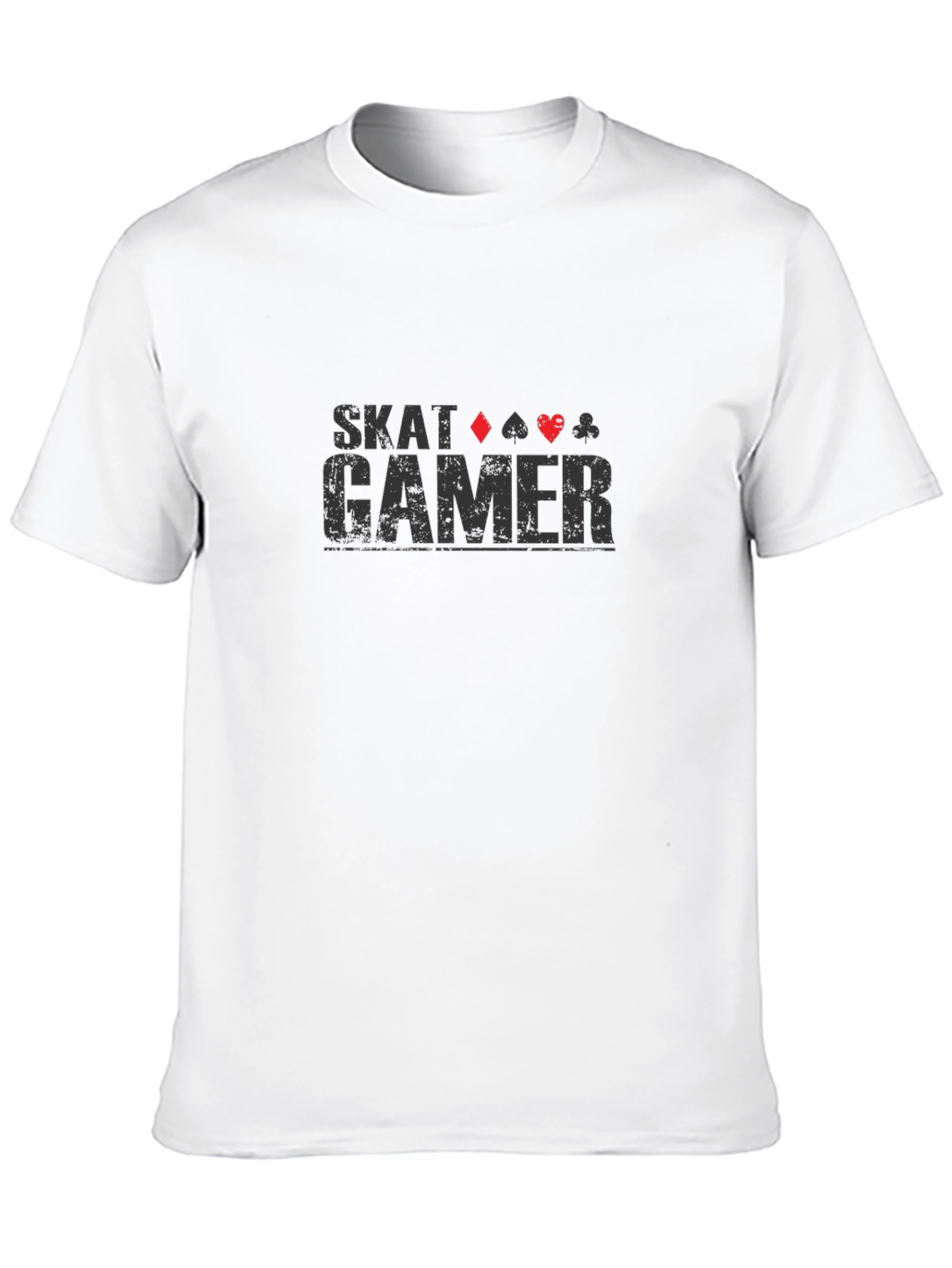 Skat Gamer T-Shirt - Black Card Suits Graphic Tee