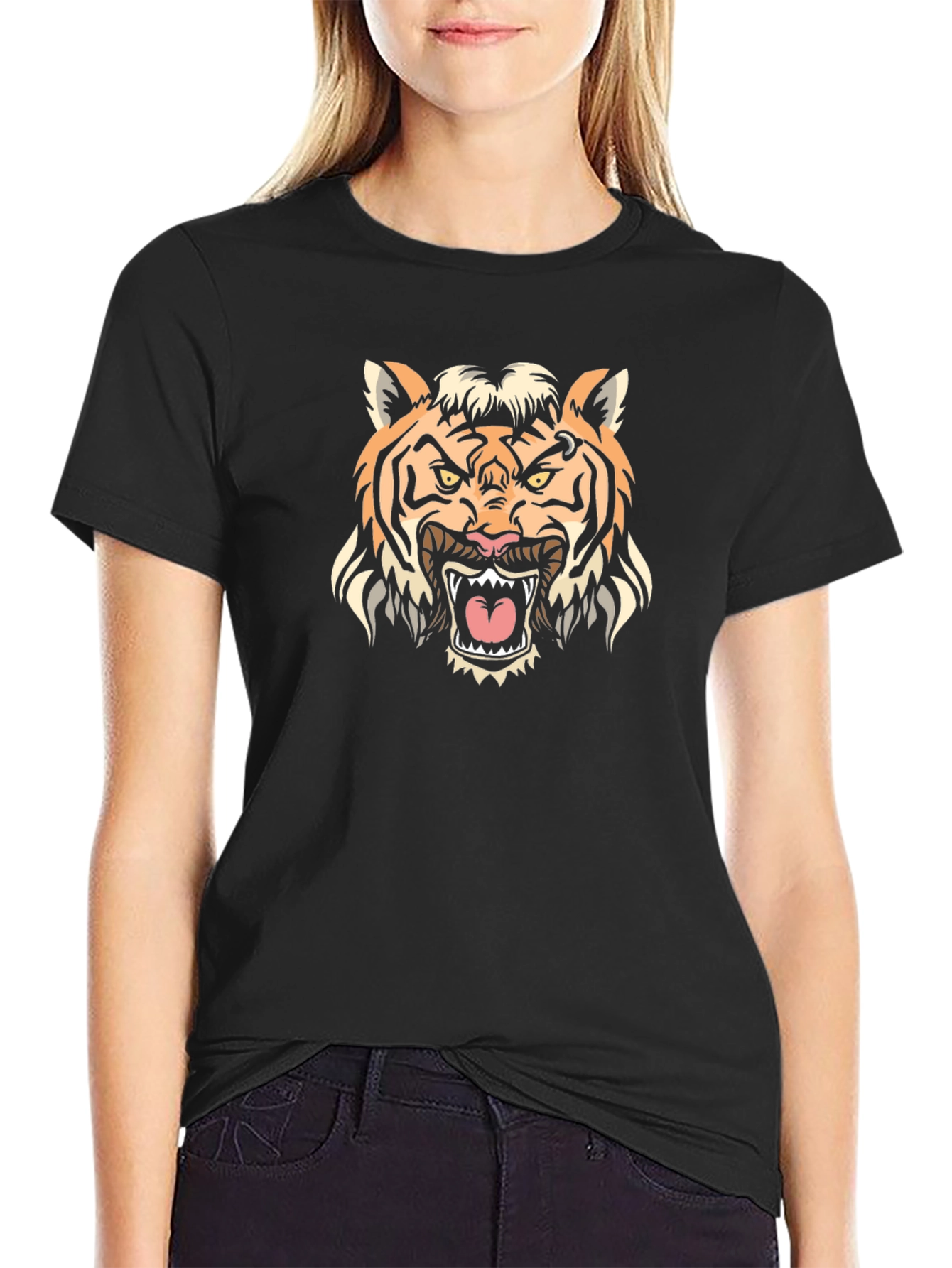 Tiger King Graphic Tee - Black Cotton Blend