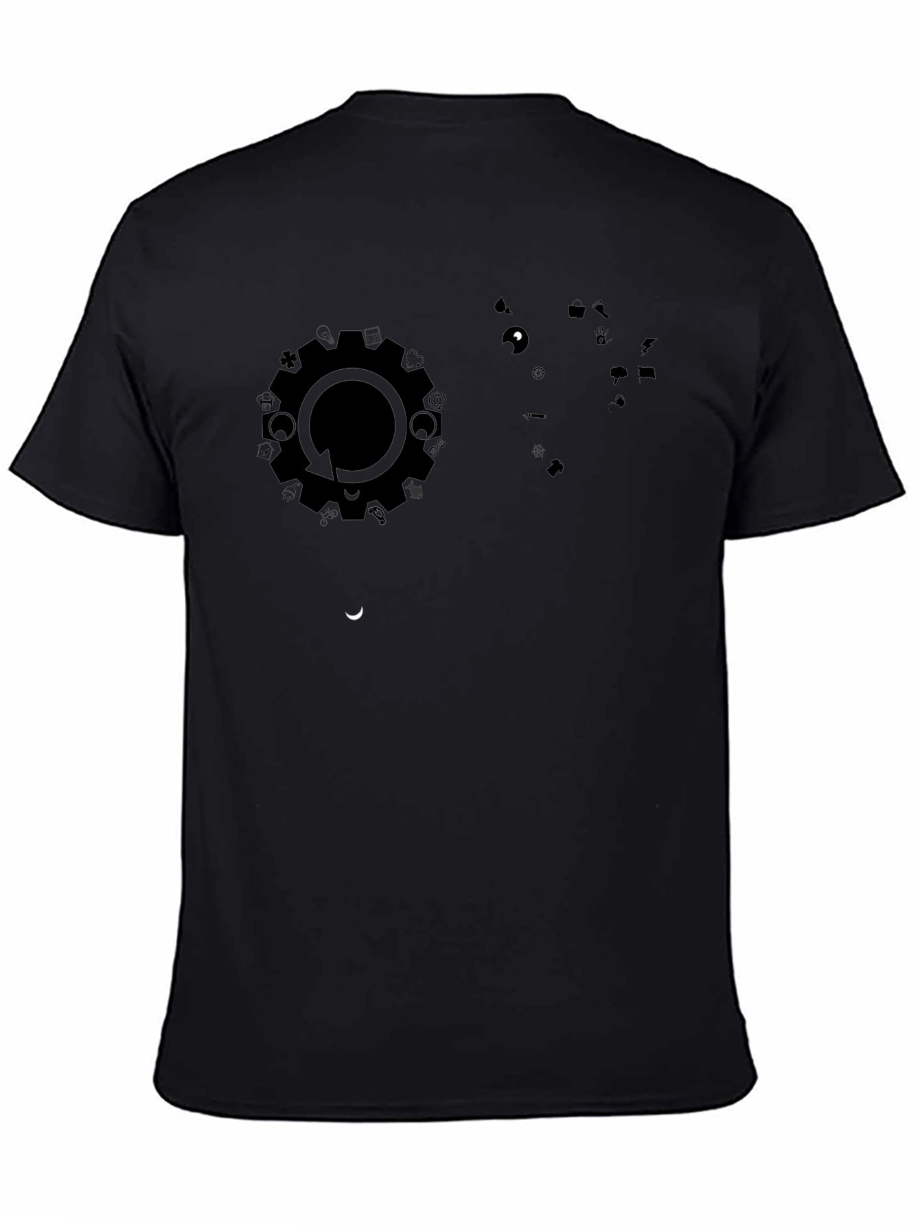 Modern Black Graphic Print Tee - Gear Cycle Design