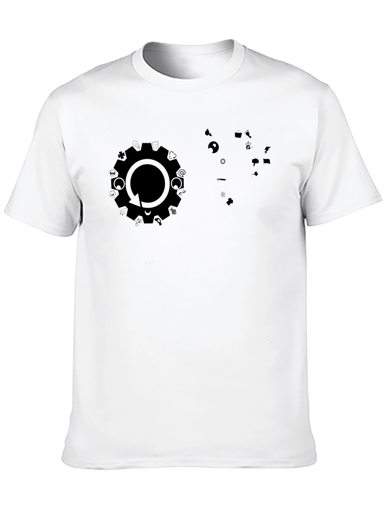Modern Black Graphic Print Tee - Gear Cycle Design