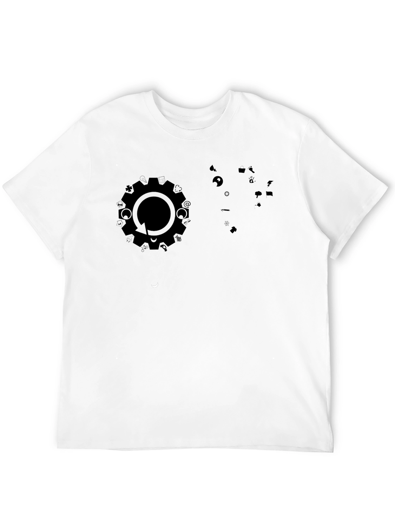 Modern Black Graphic Print Tee - Gear Cycle Design