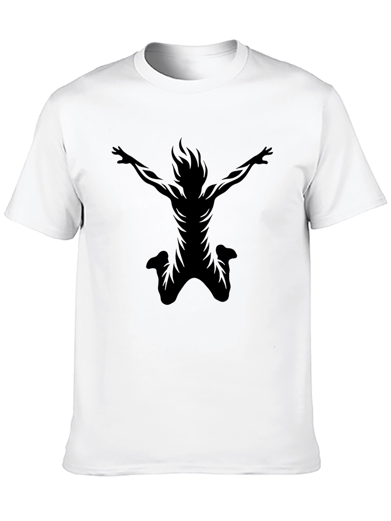 Black T-Shirt with Silhouette Jumping Man Design