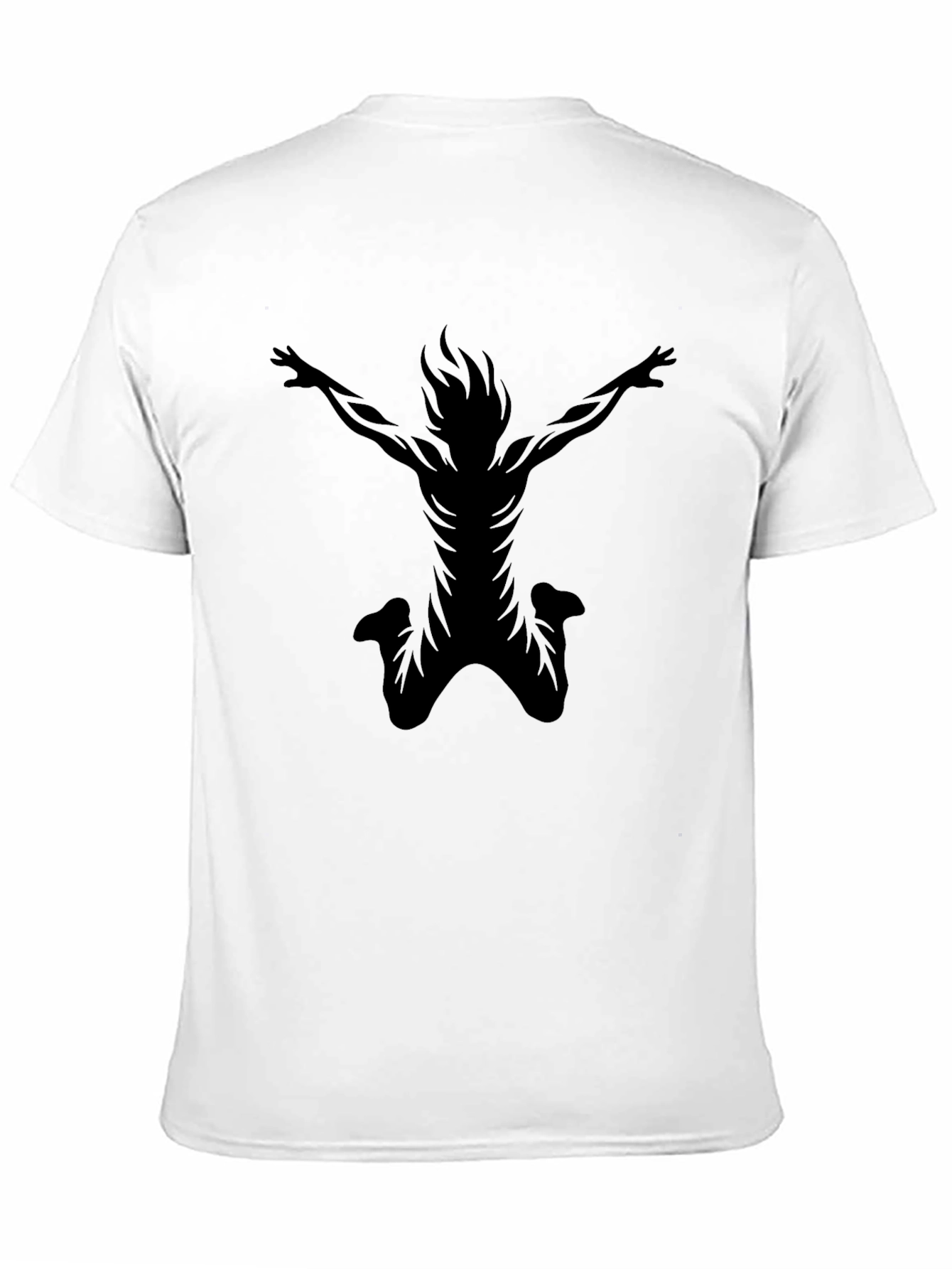 Black T-Shirt with Silhouette Jumping Man Design
