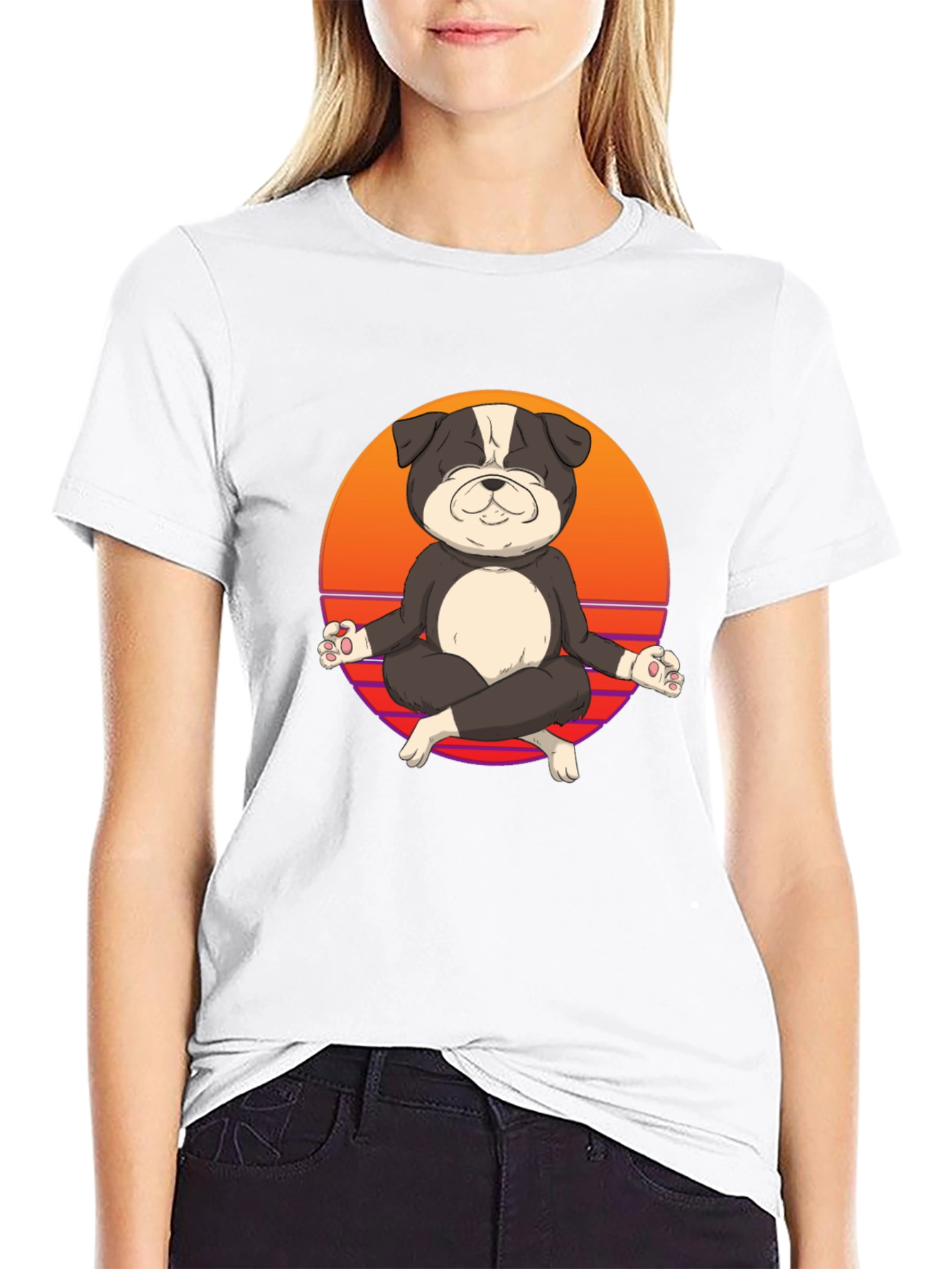 Zen Dog T-Shirt - Meditating Bulldog Tee