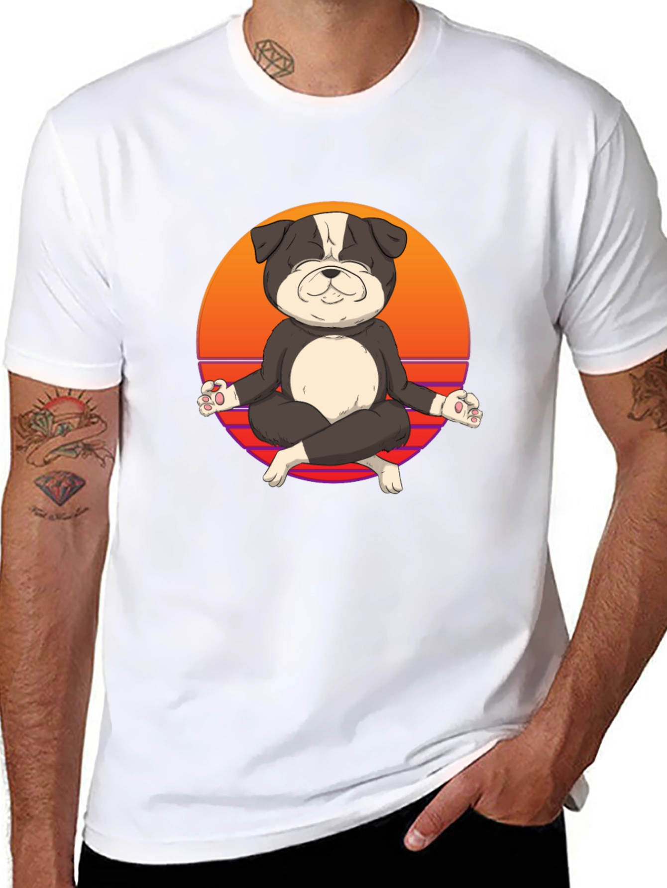 Zen Dog T-Shirt - Meditating Bulldog Tee