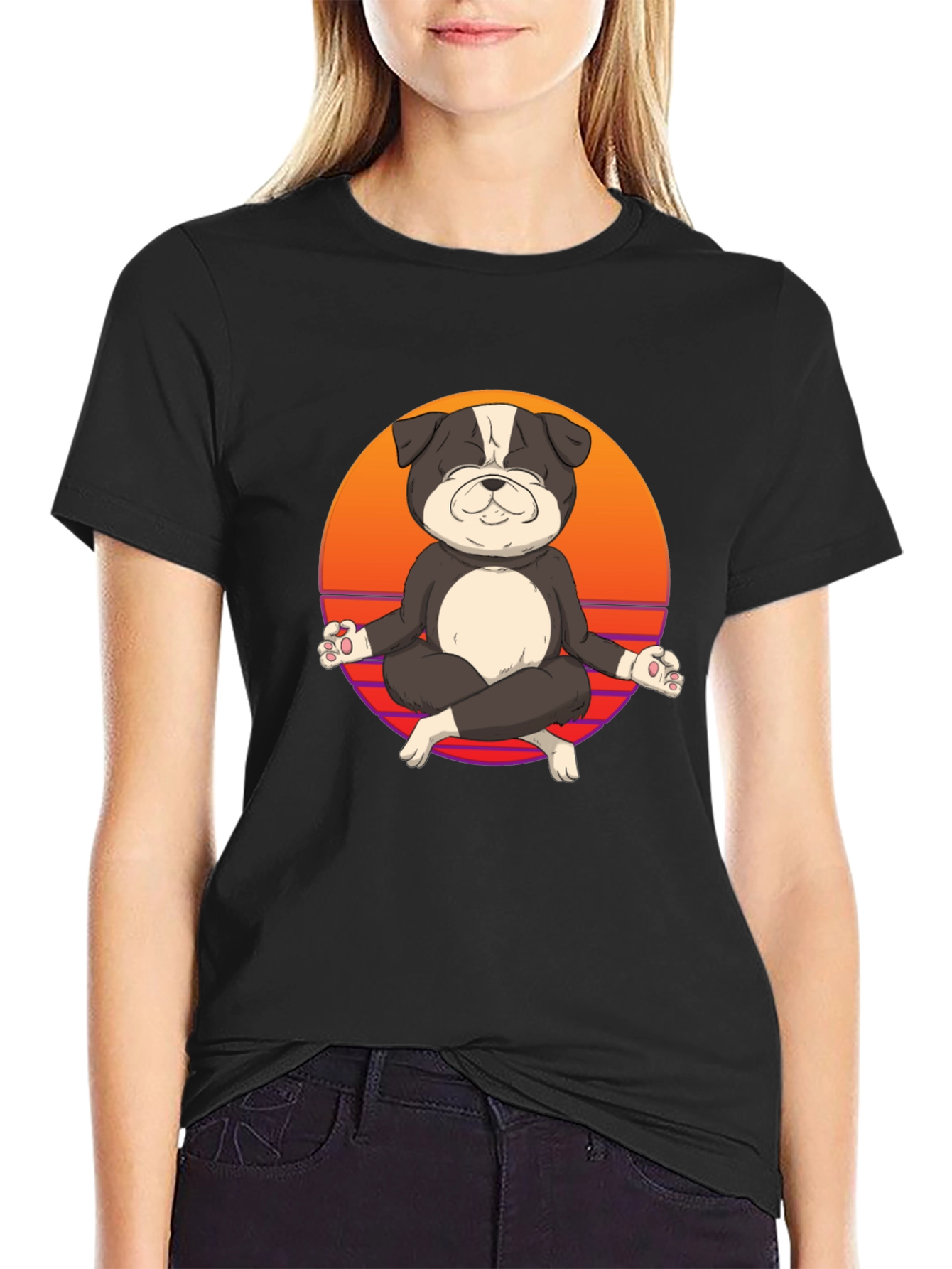 Zen Dog T-Shirt - Meditating Bulldog Tee