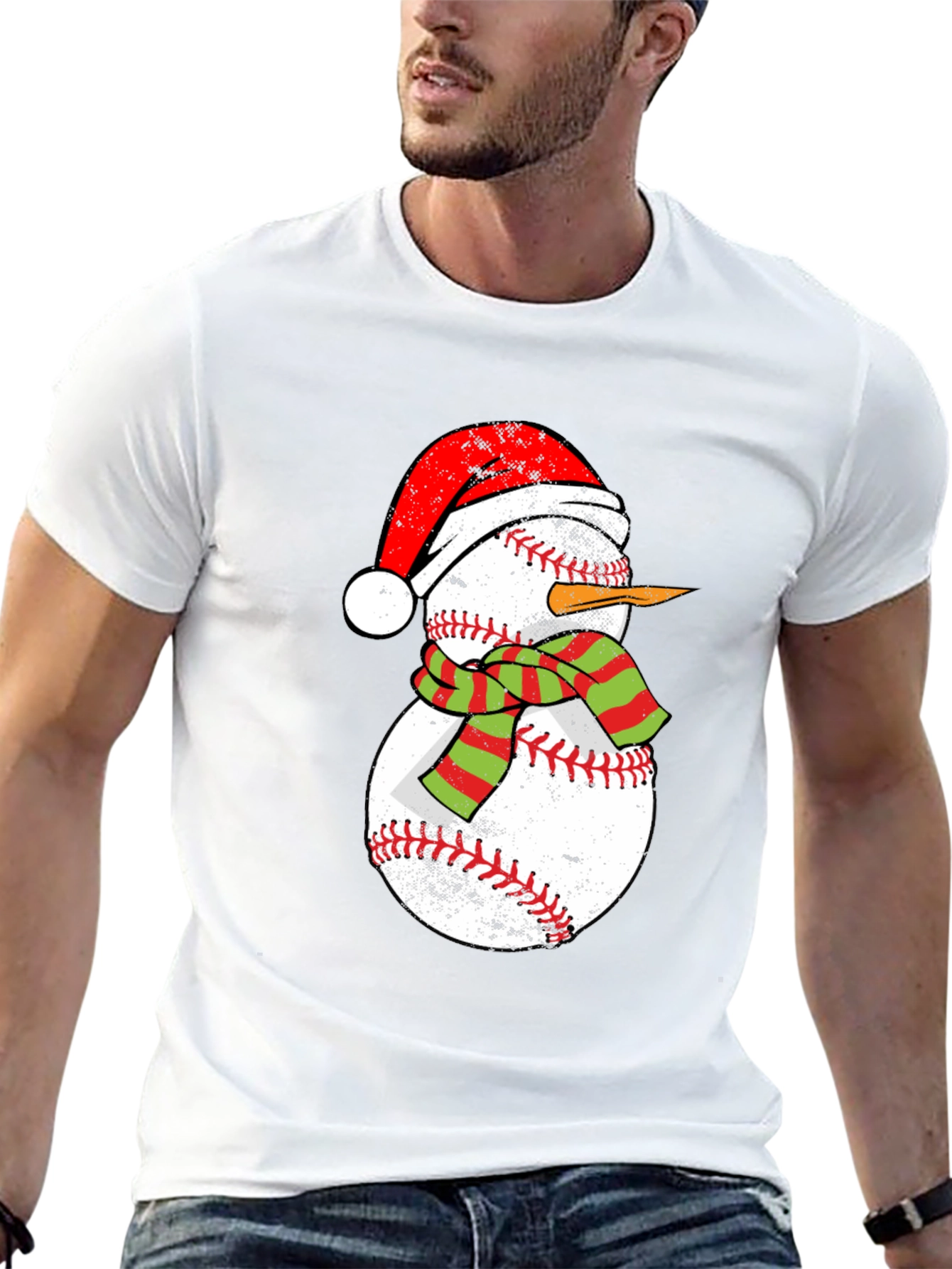 Baseball Snowman T-Shirt - Holiday Style