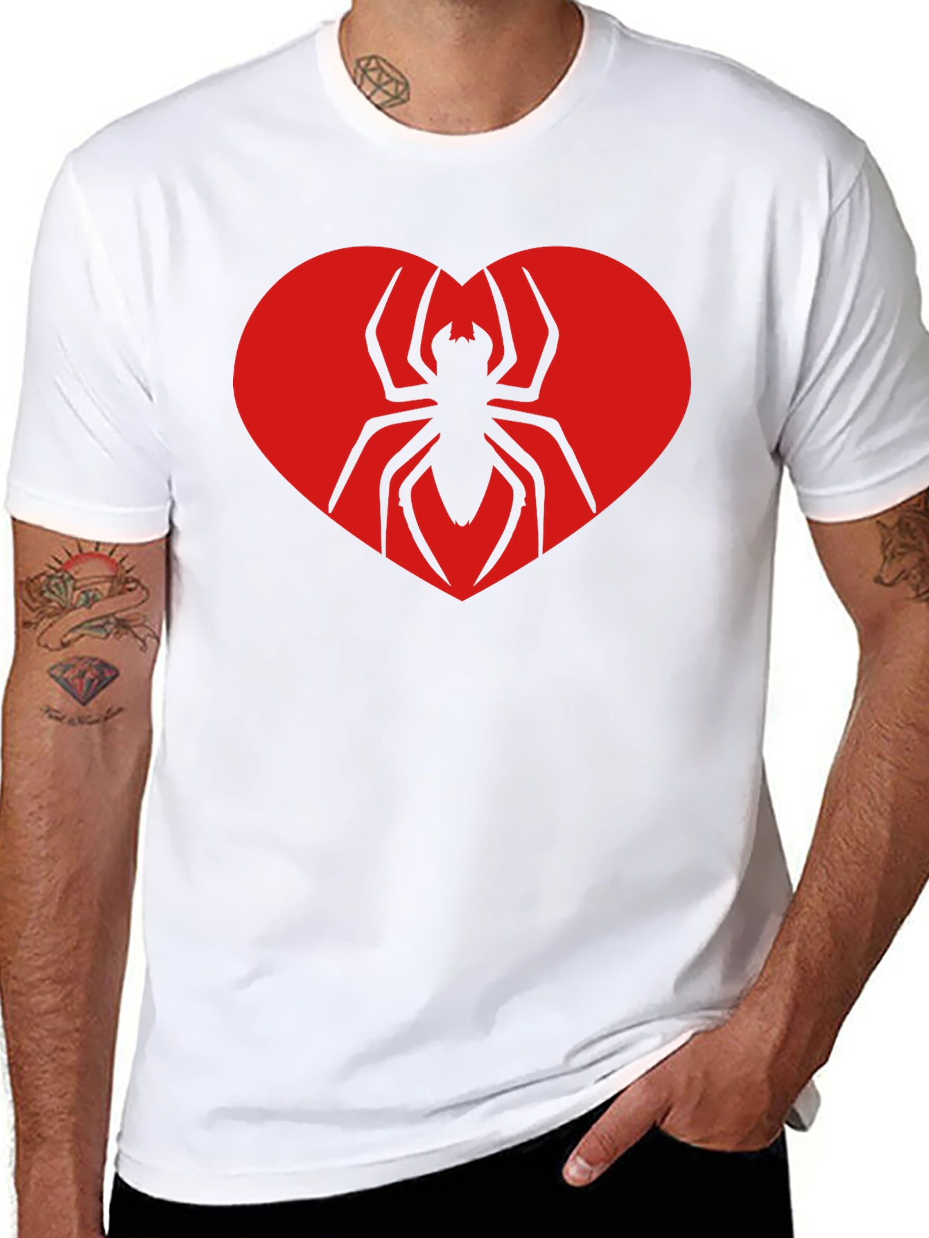 Spider Heart Graphic Tee - Black Cotton T-Shirt