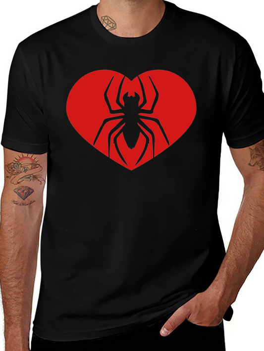 Spider Heart Graphic Tee - Black Cotton T-Shirt