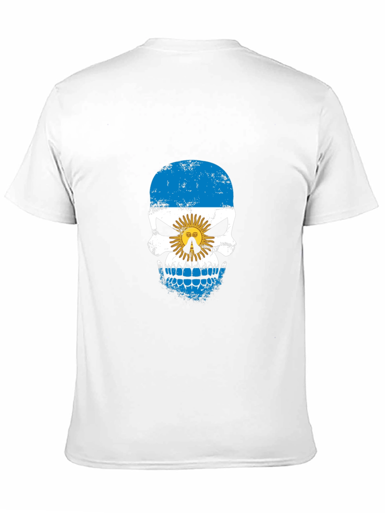 Argentina Flag Skull Graphic Print Black T-Shirt