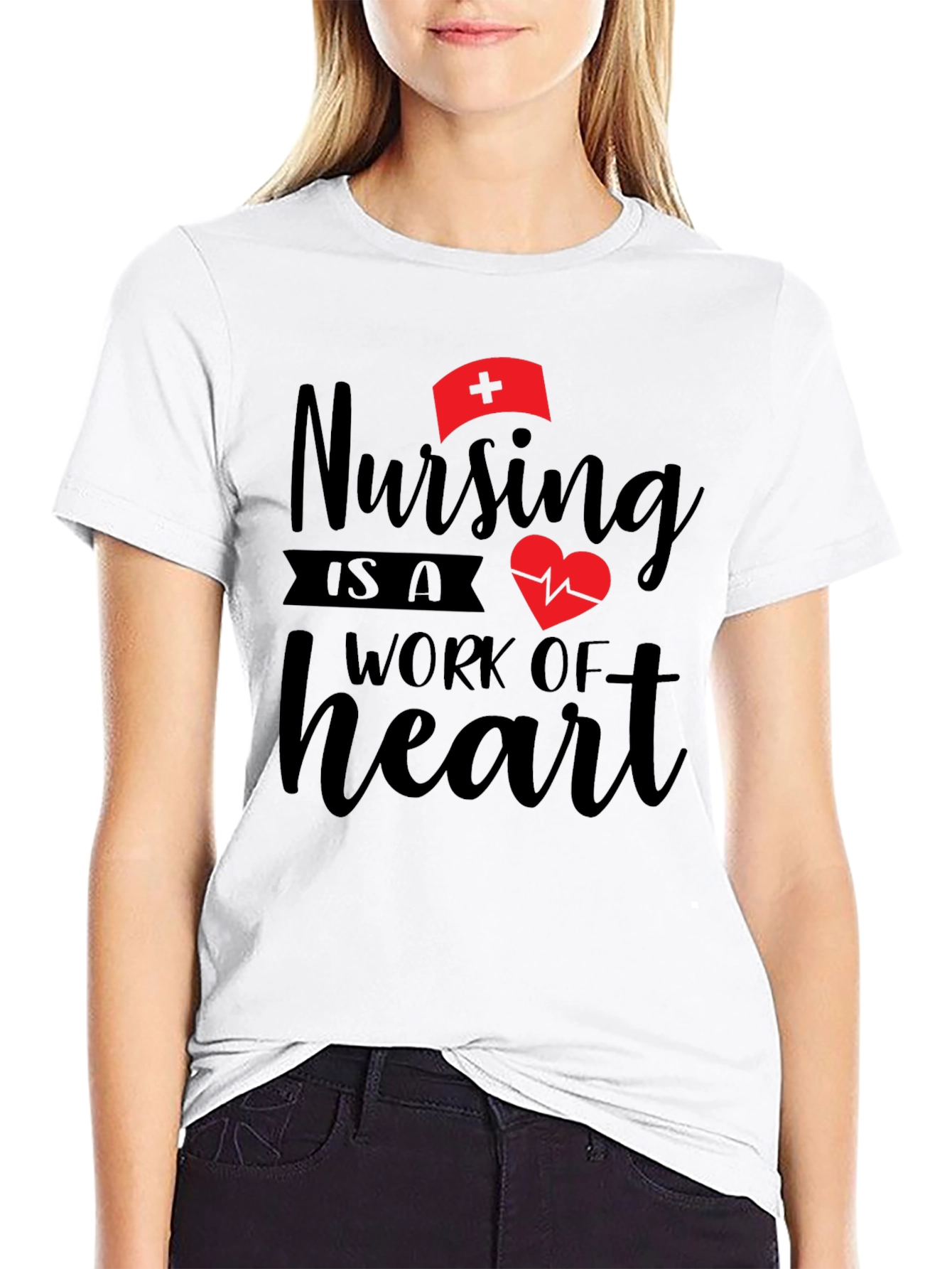 Nursing is a Work of Heart Graphic Tee