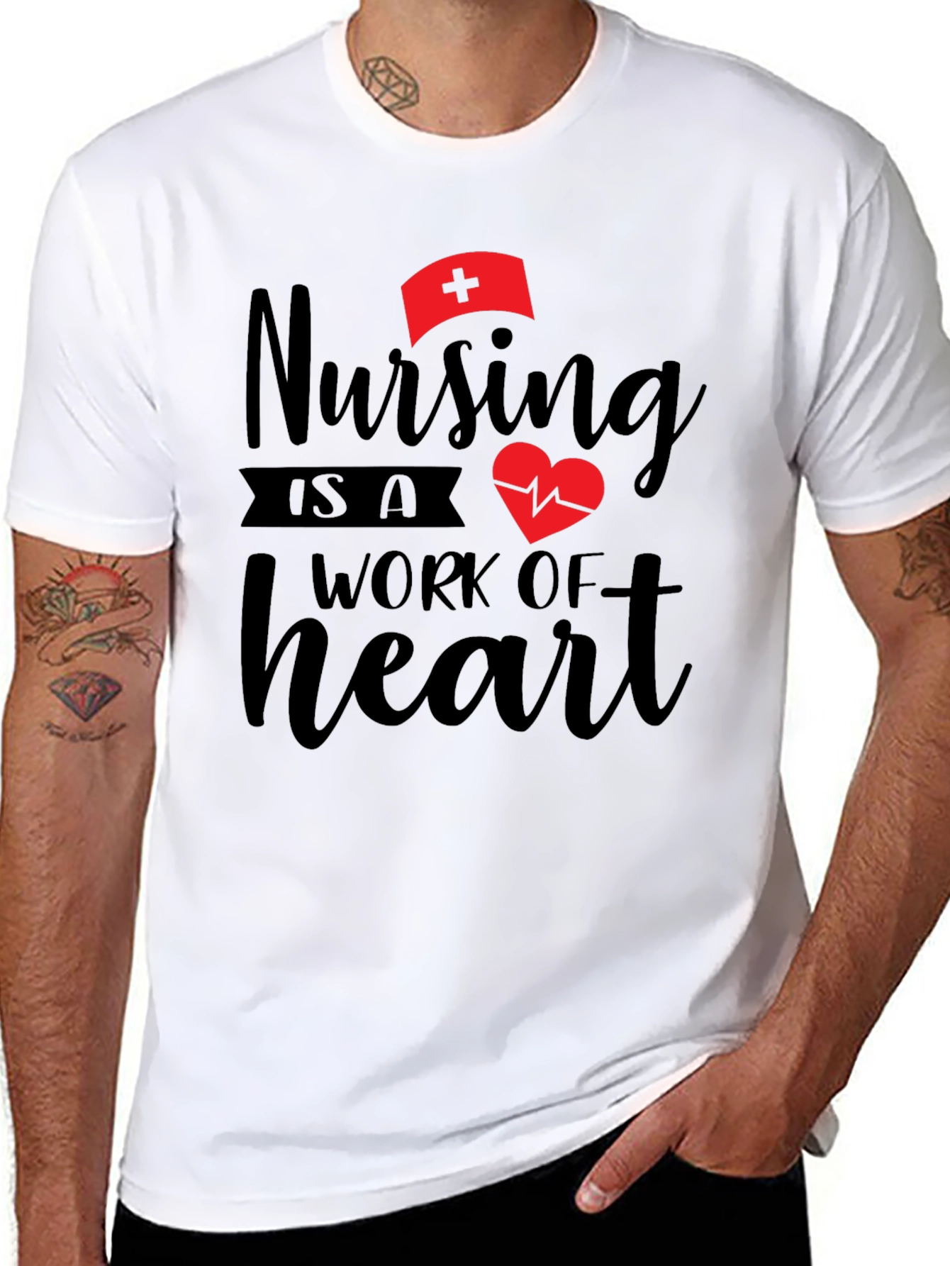 Nursing is a Work of Heart Graphic Tee