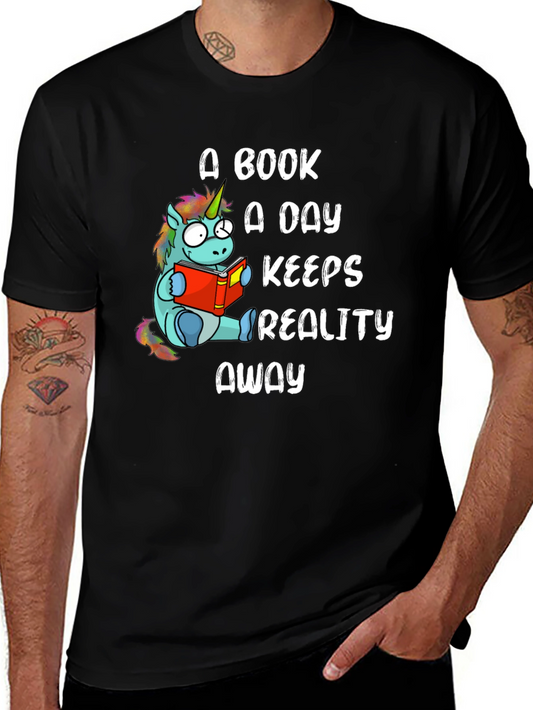 Unicorn Reading T-Shirt - A Book A Day Keeps Reality Away