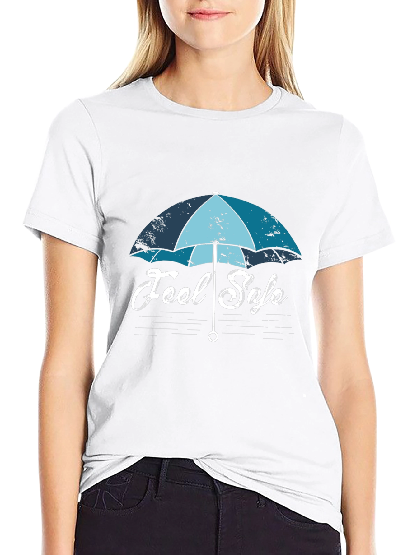 Feel Safe Umbrella Graphic T-Shirt - Black Cotton Tee