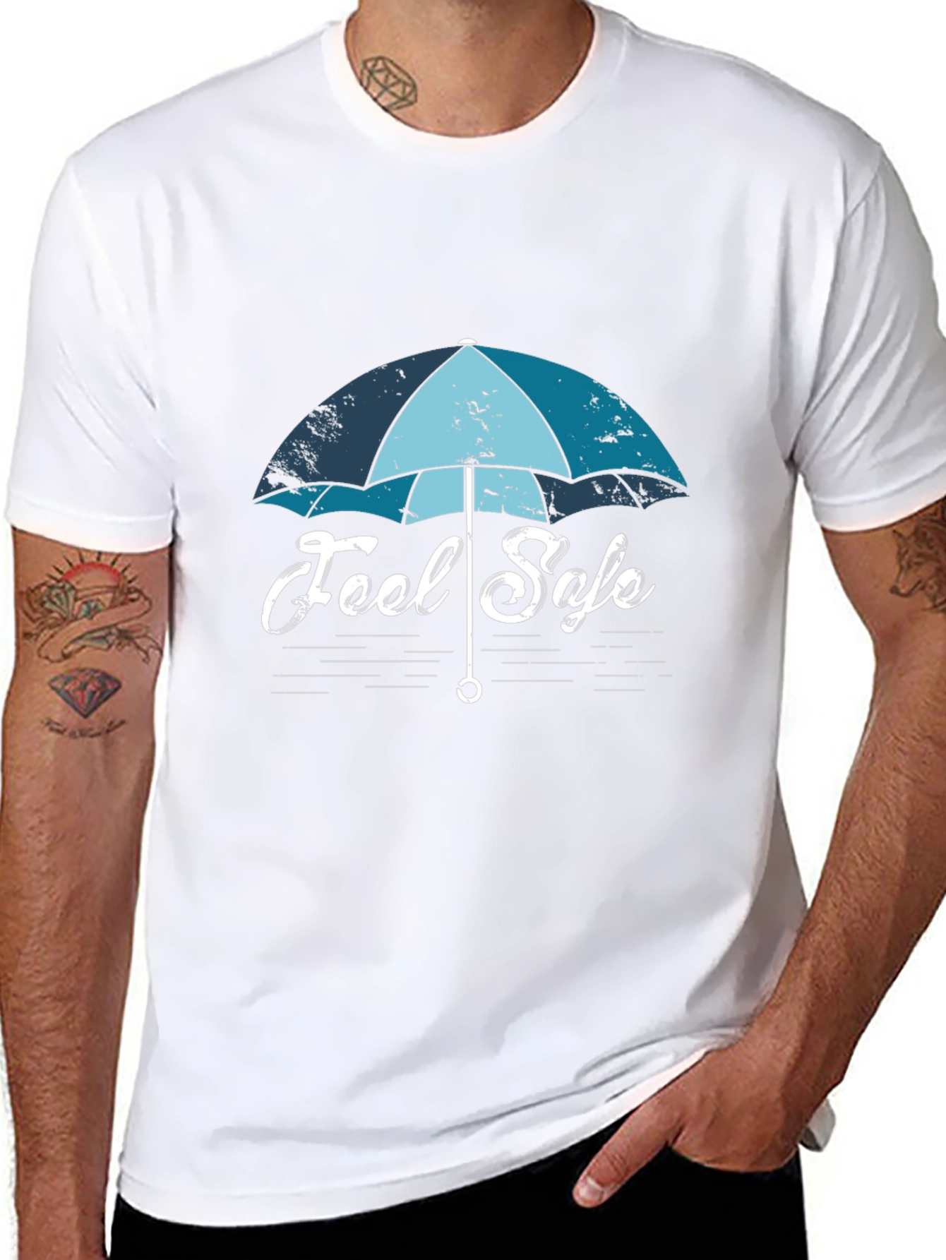 Feel Safe Umbrella Graphic T-Shirt - Black Cotton Tee