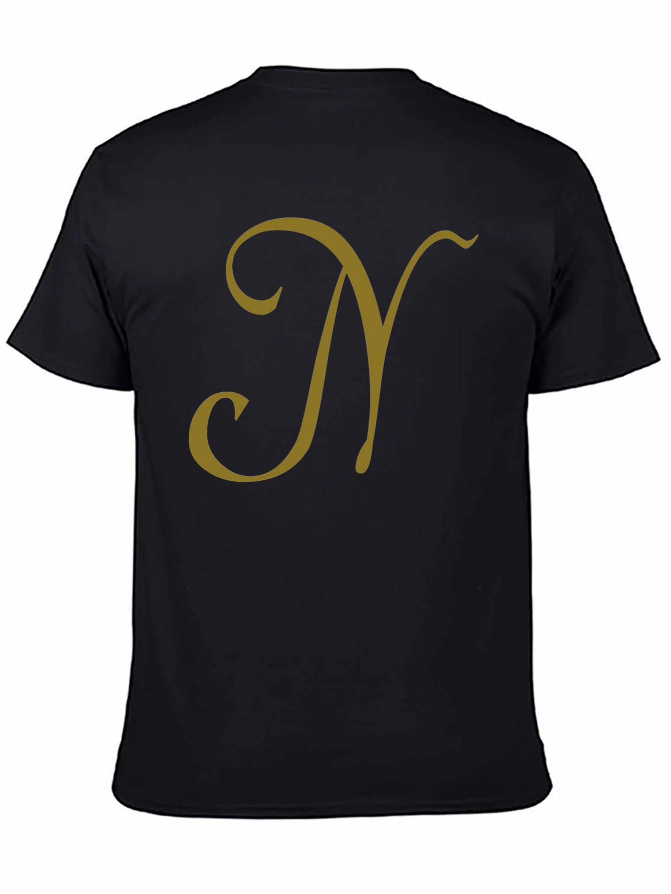 Black T-Shirt with Gold Letter N Design