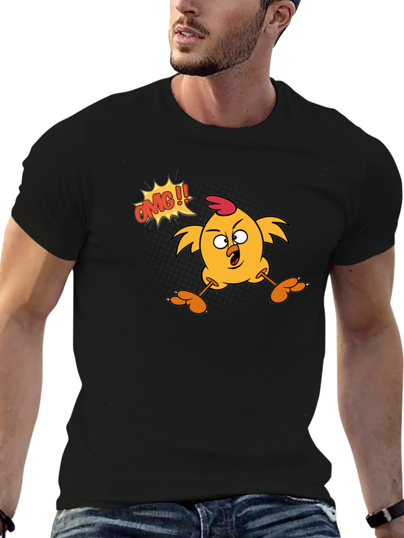 OMG Chicken Graphic Tee - Mens Black T-Shirt