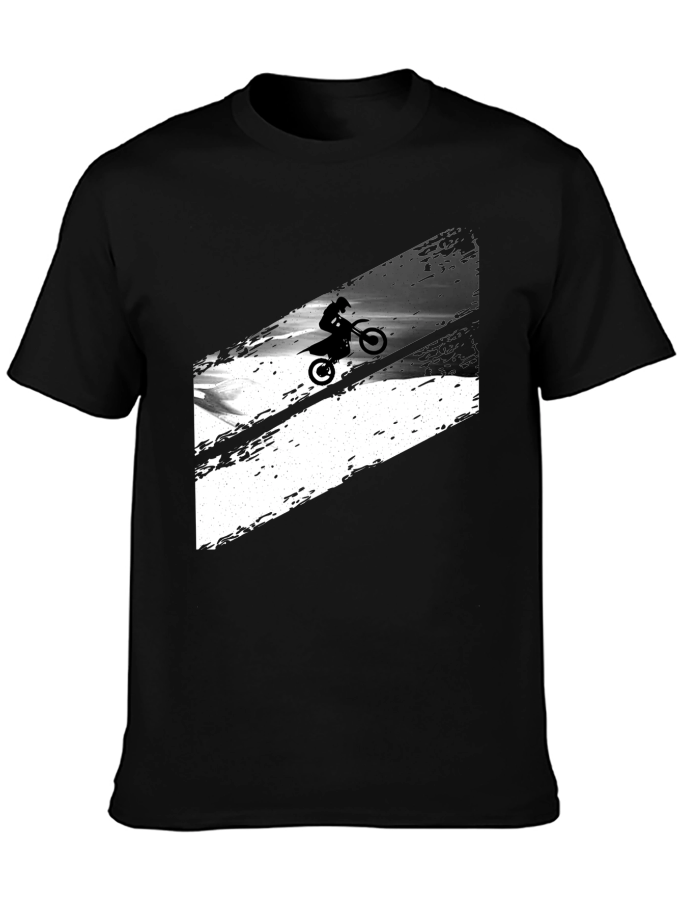 Black Graphic Tee: Motocross Rider Design