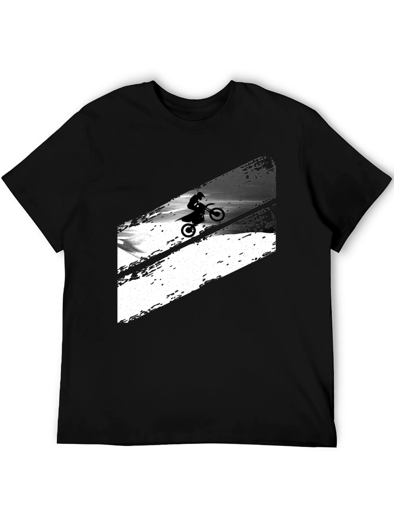 Black Graphic Tee: Motocross Rider Design