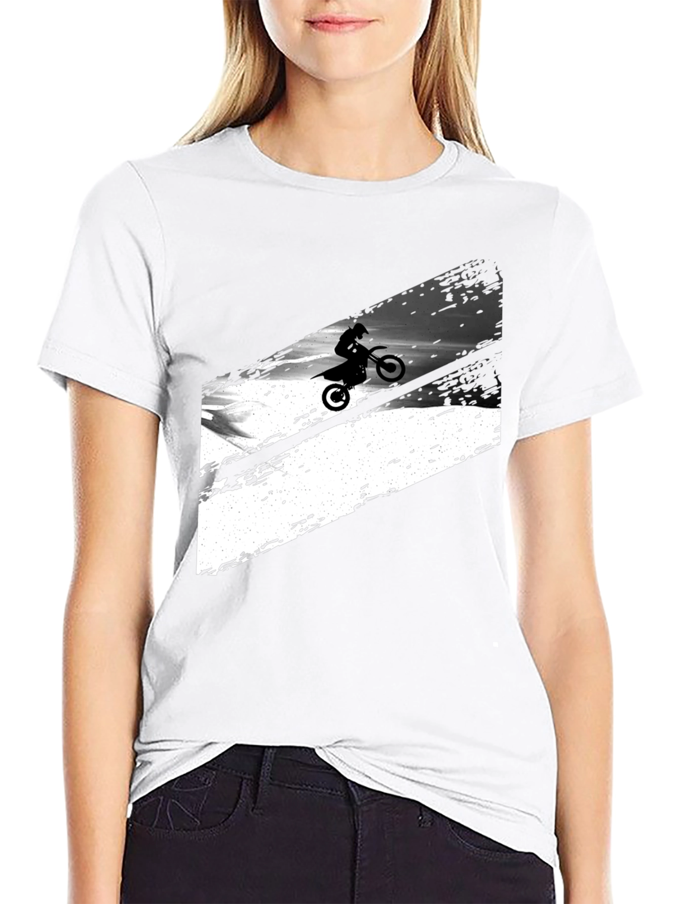 Black Graphic Tee: Motocross Rider Design