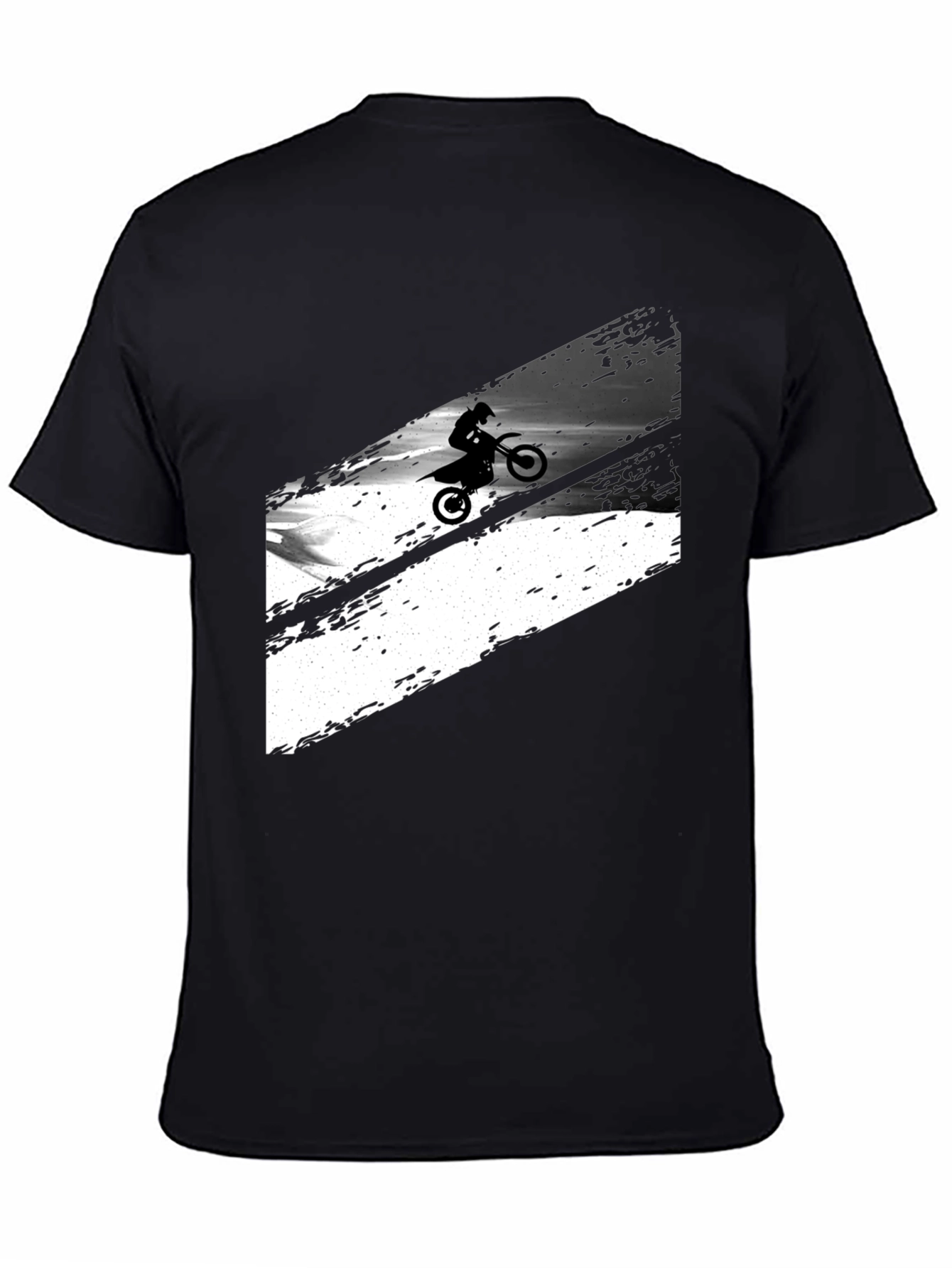 Black Graphic Tee: Motocross Rider Design
