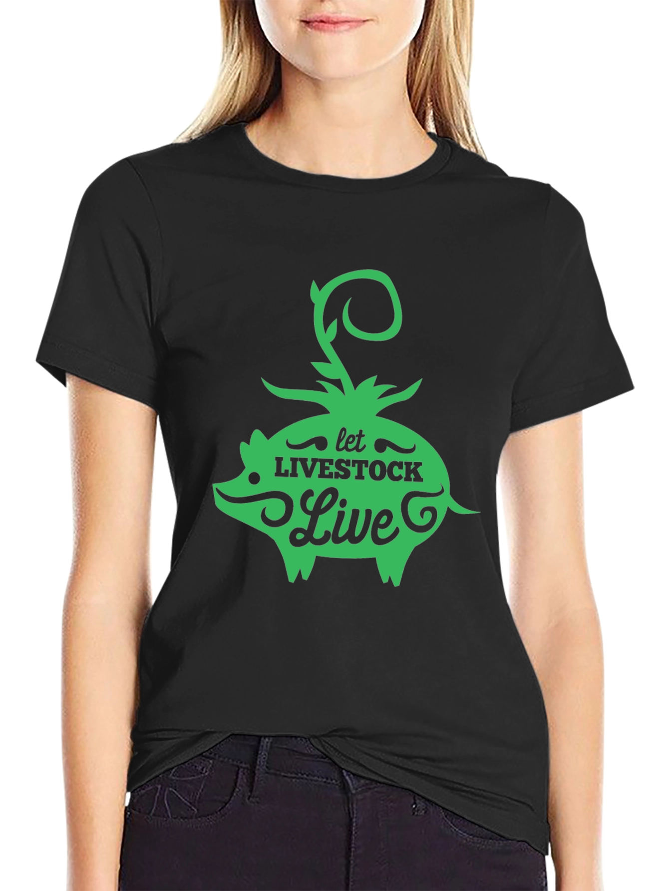 Let Livestock Live Pig Graphic Tee - Black
