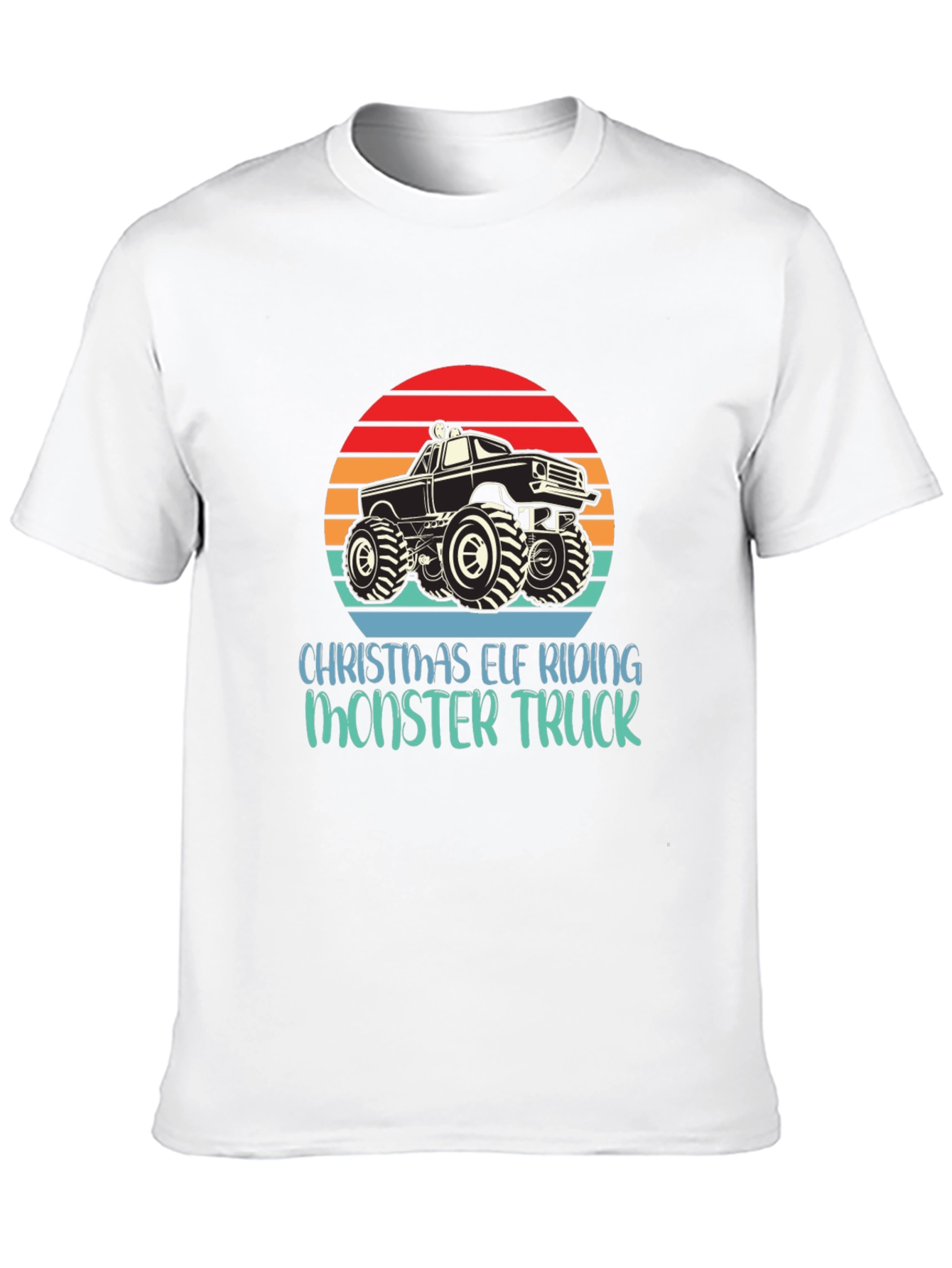 Christmas Elf Riding Monster Truck Tee