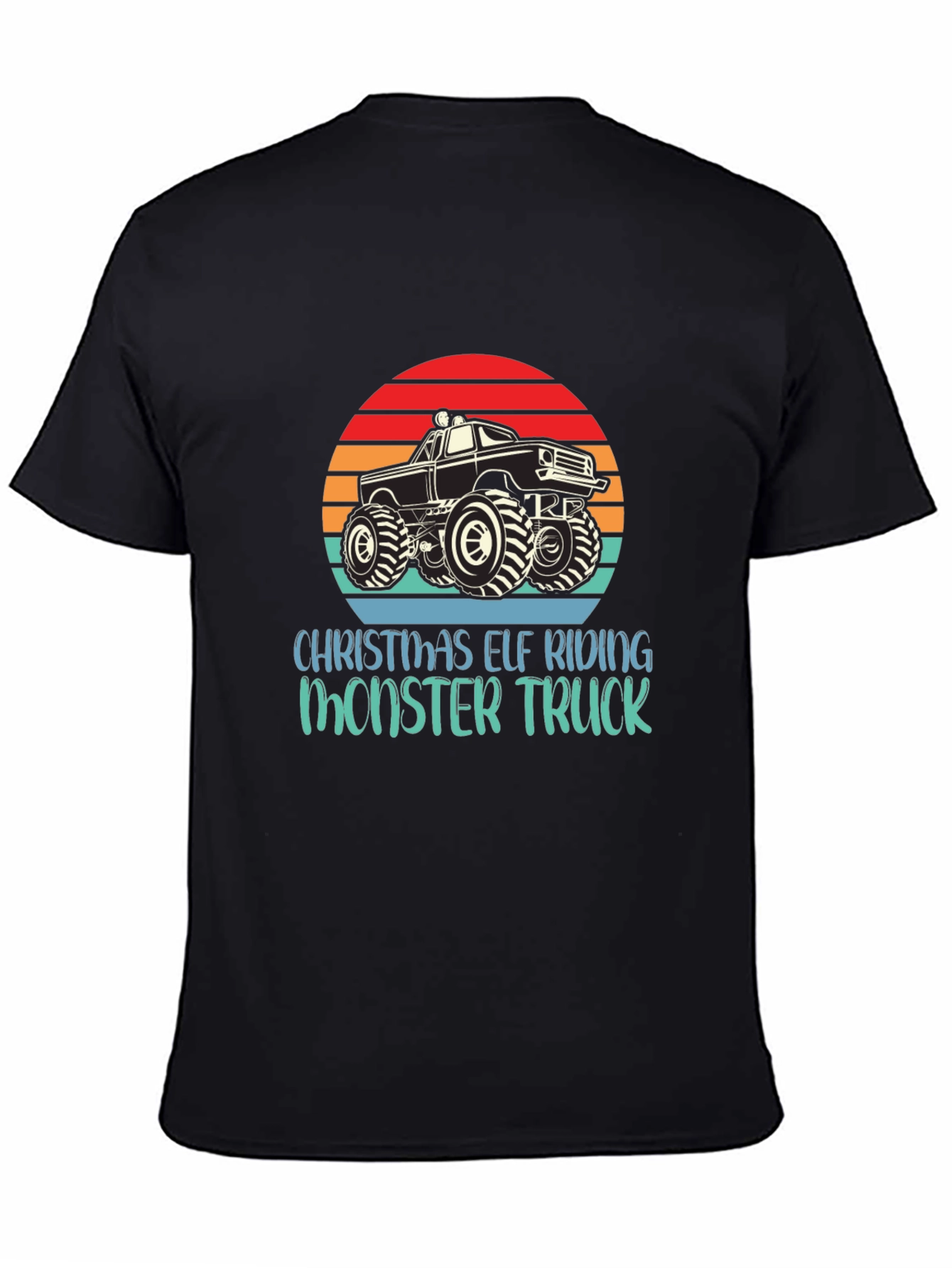 Christmas Elf Riding Monster Truck Tee