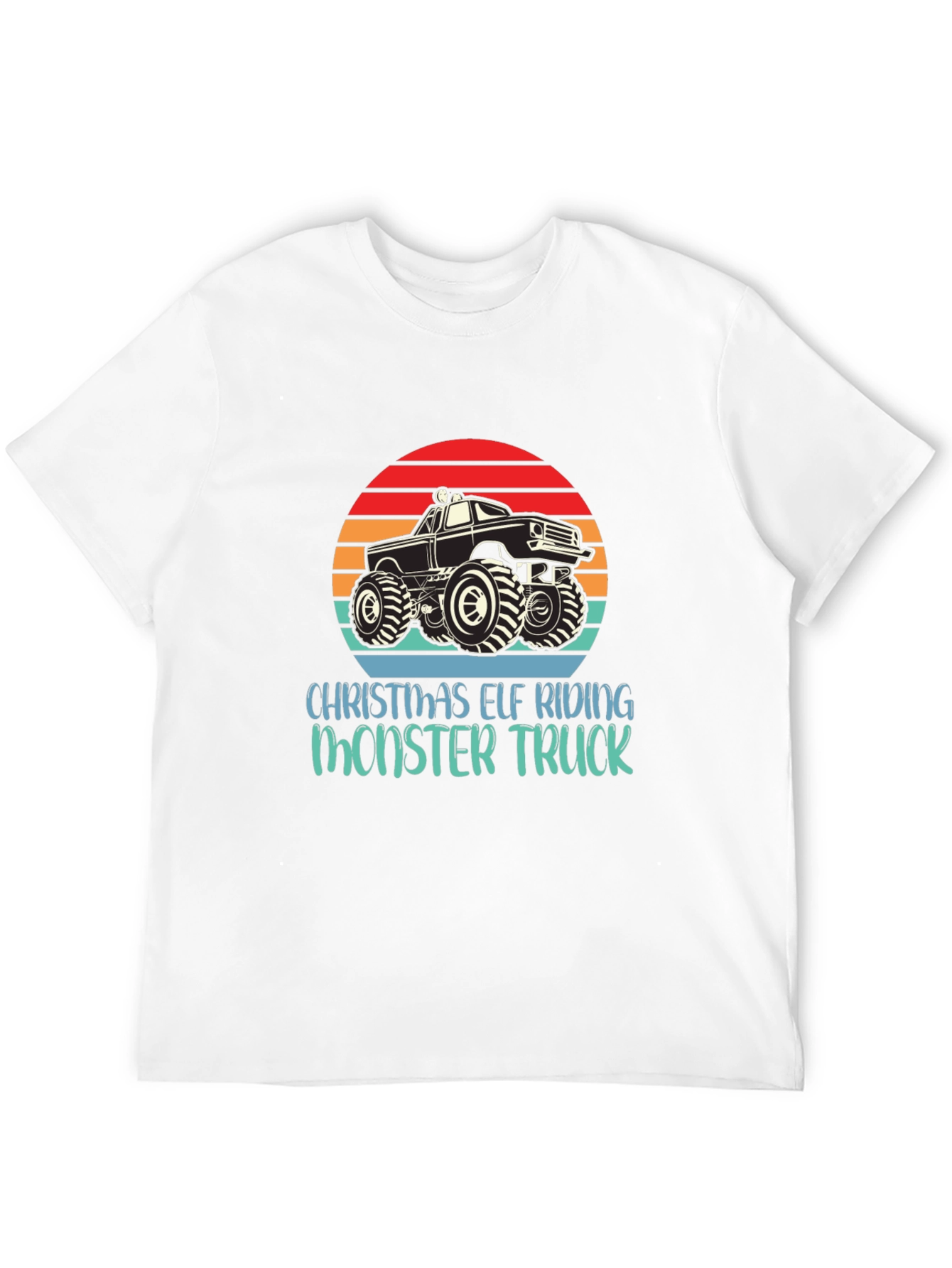 Christmas Elf Riding Monster Truck Tee