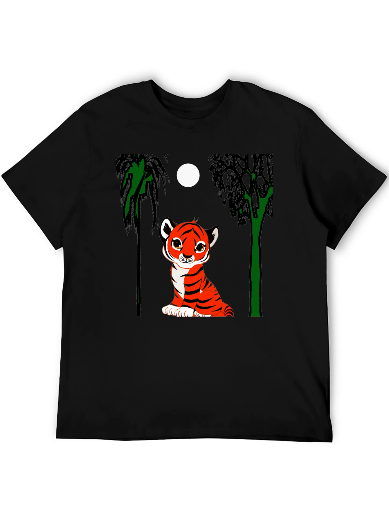 Cute Tiger Cub Graphic Tee - Black