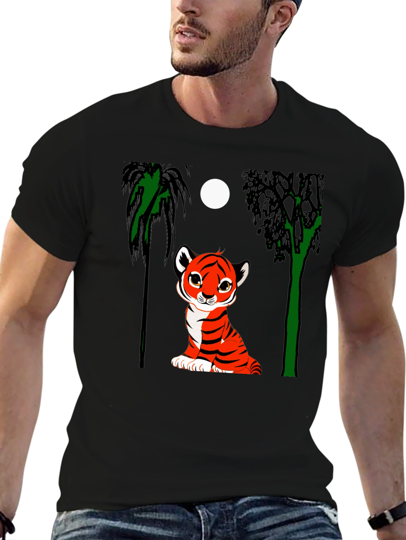 Cute Tiger Cub Graphic Tee - Black