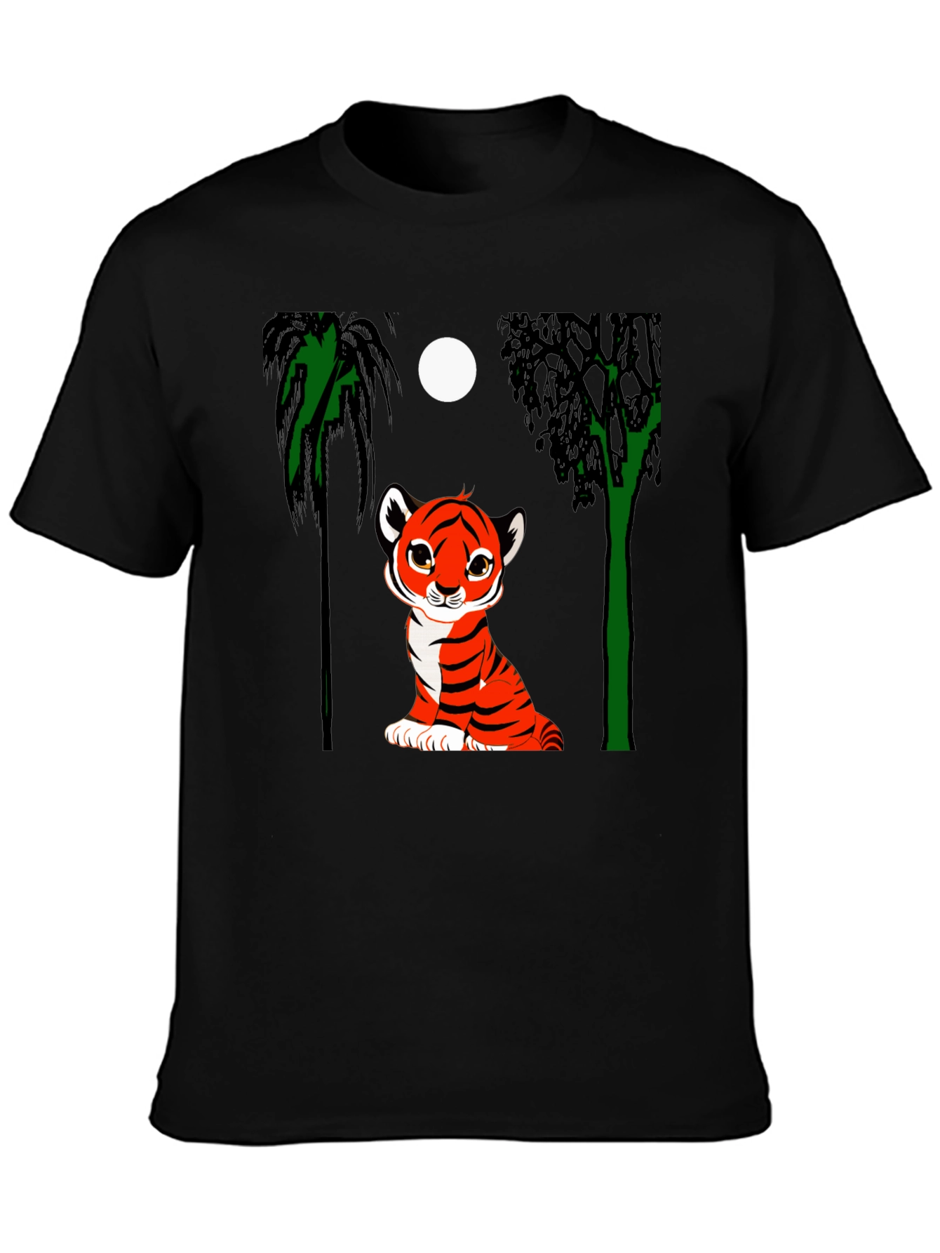Cute Tiger Cub Graphic Tee - Black