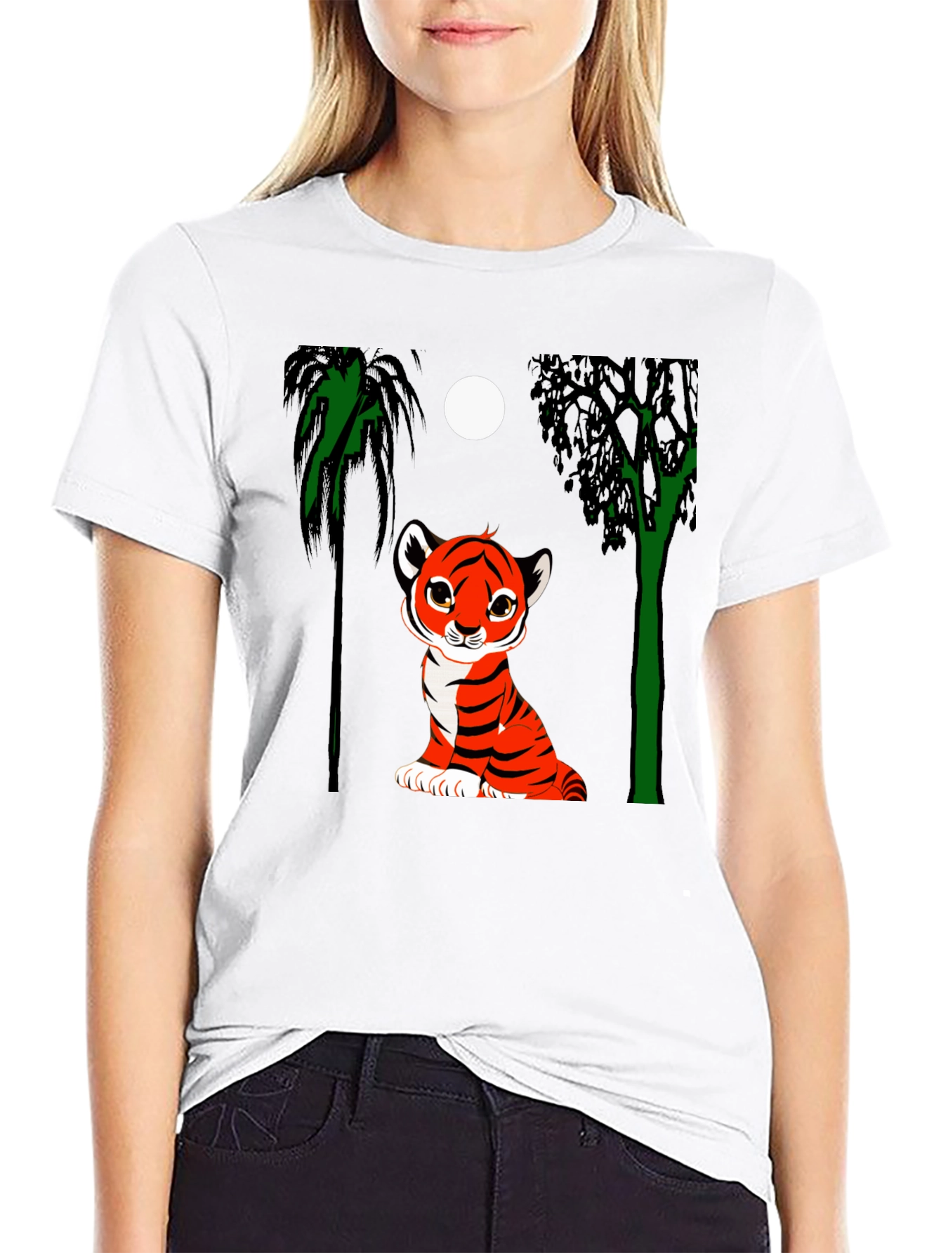 Cute Tiger Cub Graphic Tee - Black
