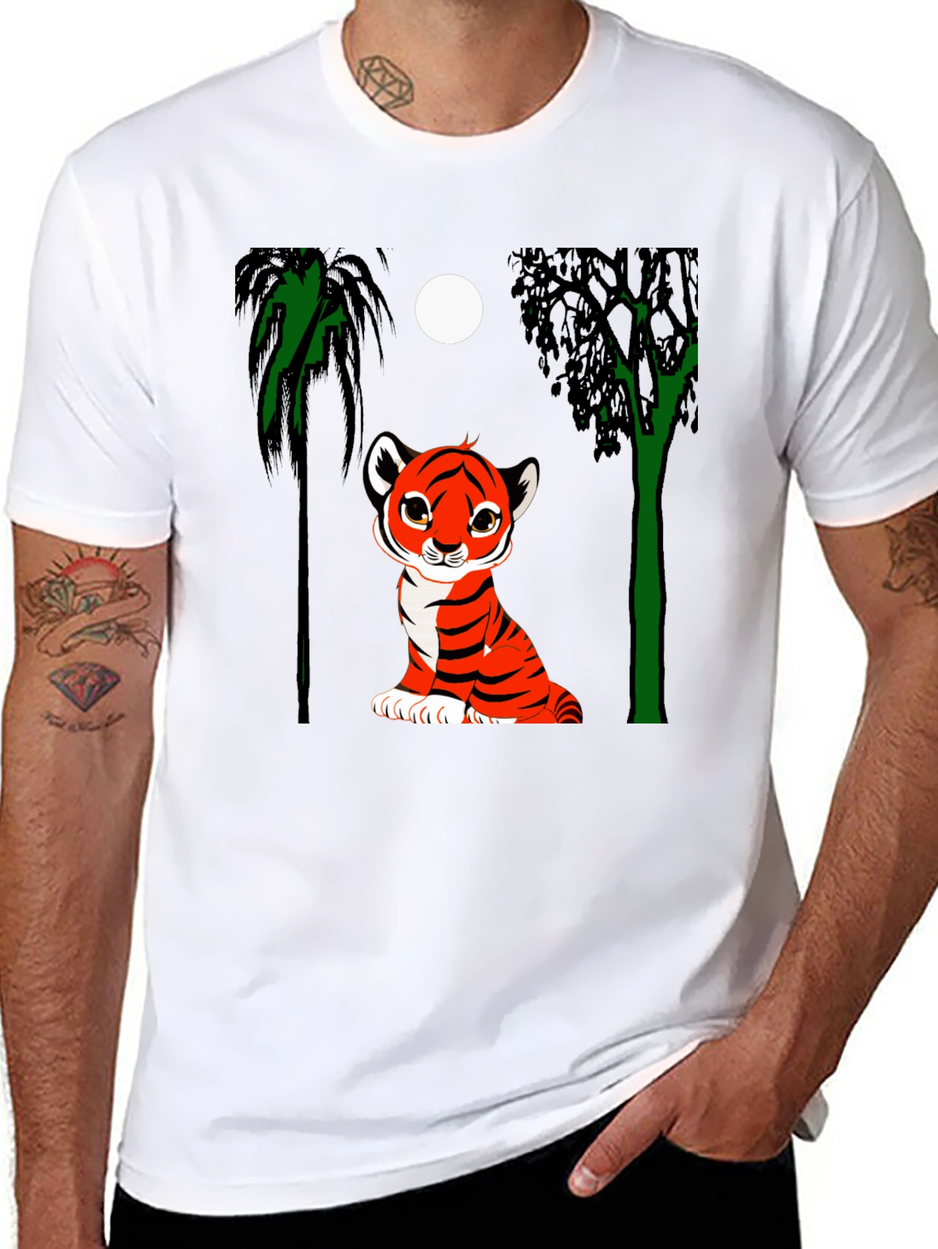 Cute Tiger Cub Graphic Tee - Black