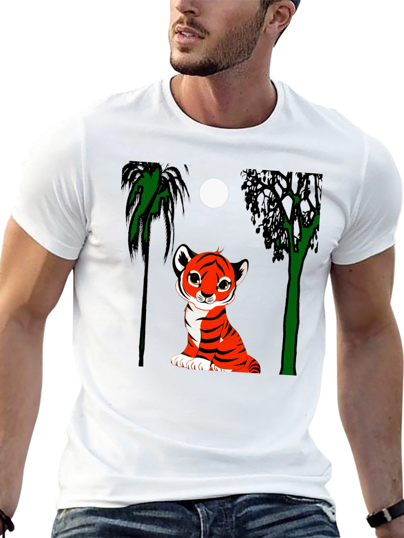 Cute Tiger Cub Graphic Tee - Black
