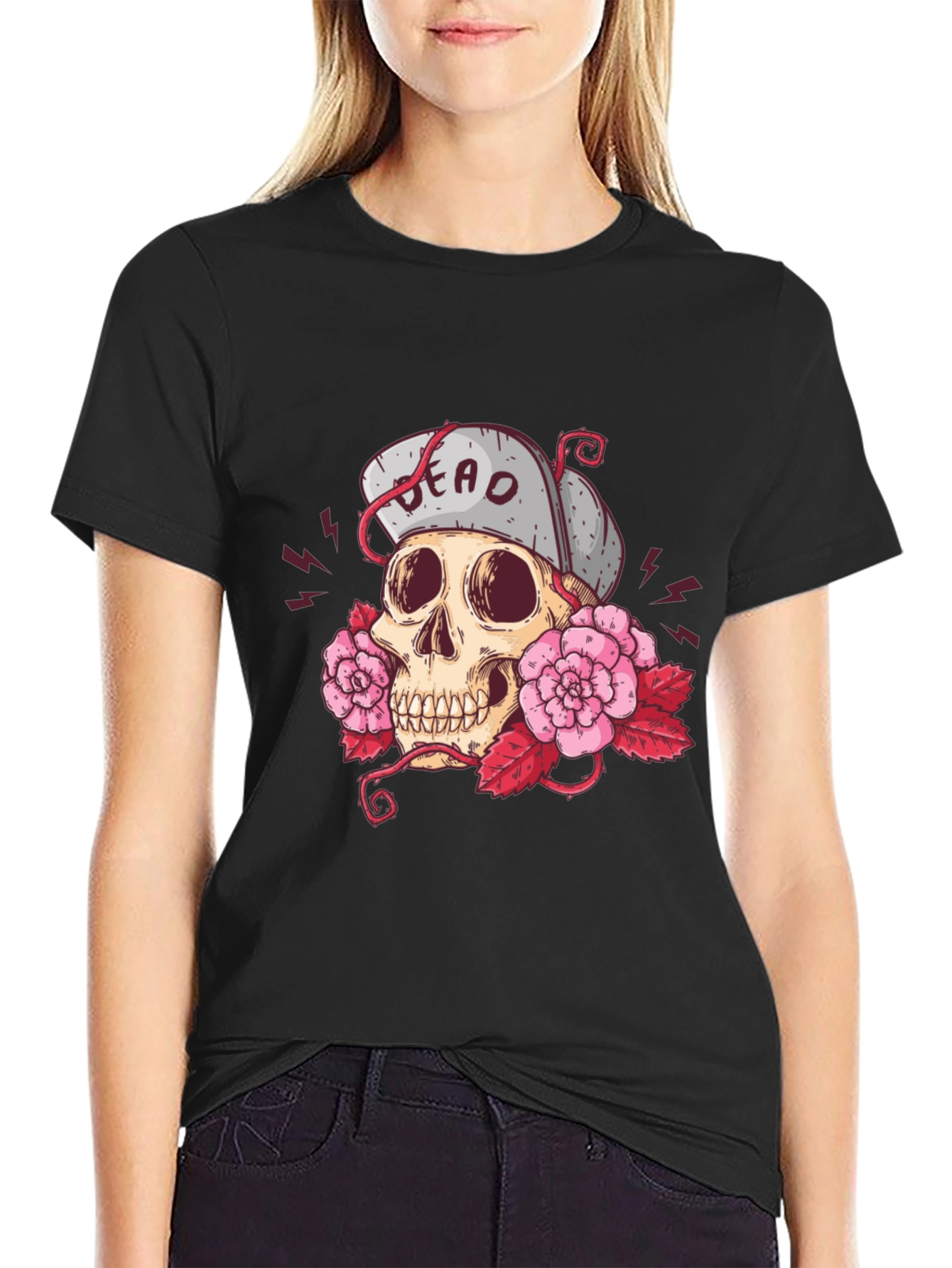 Skull & Roses Graphic T-Shirt - Dead Inside!