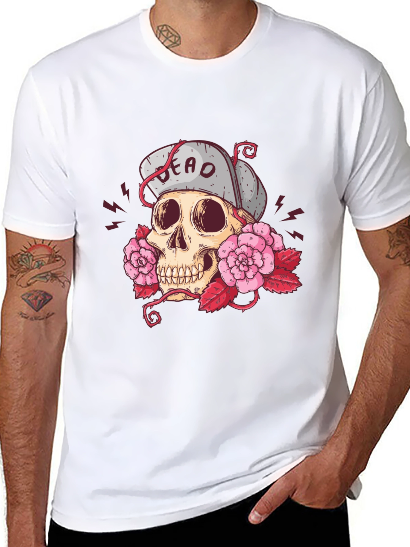 Skull & Roses Graphic T-Shirt - Dead Inside!
