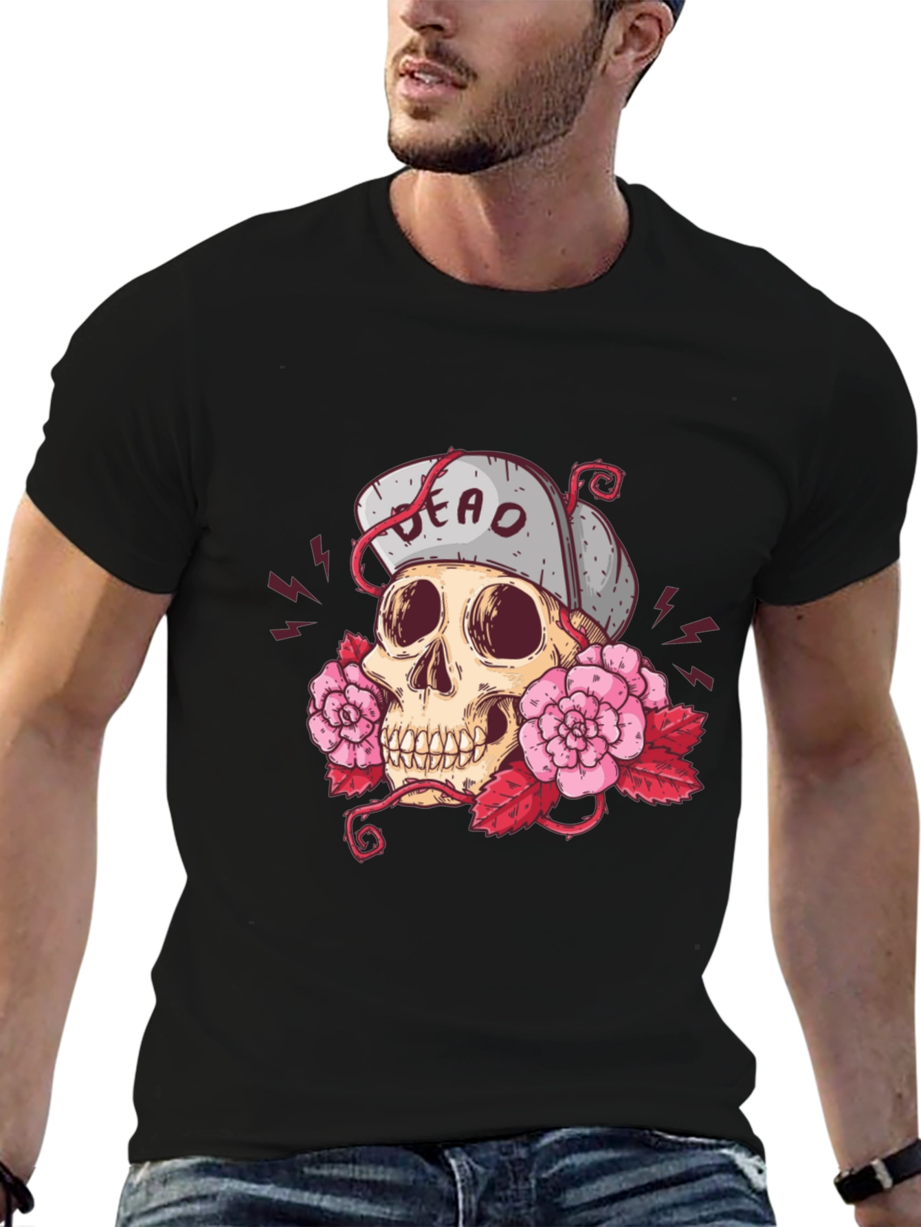 Skull & Roses Graphic T-Shirt - Dead Inside!