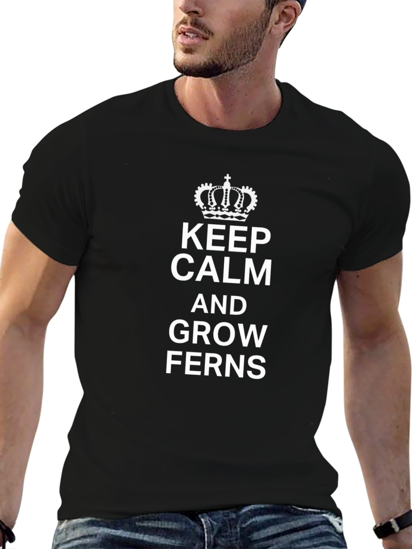 Keep Calm and Grow Ferns T-Shirt Black