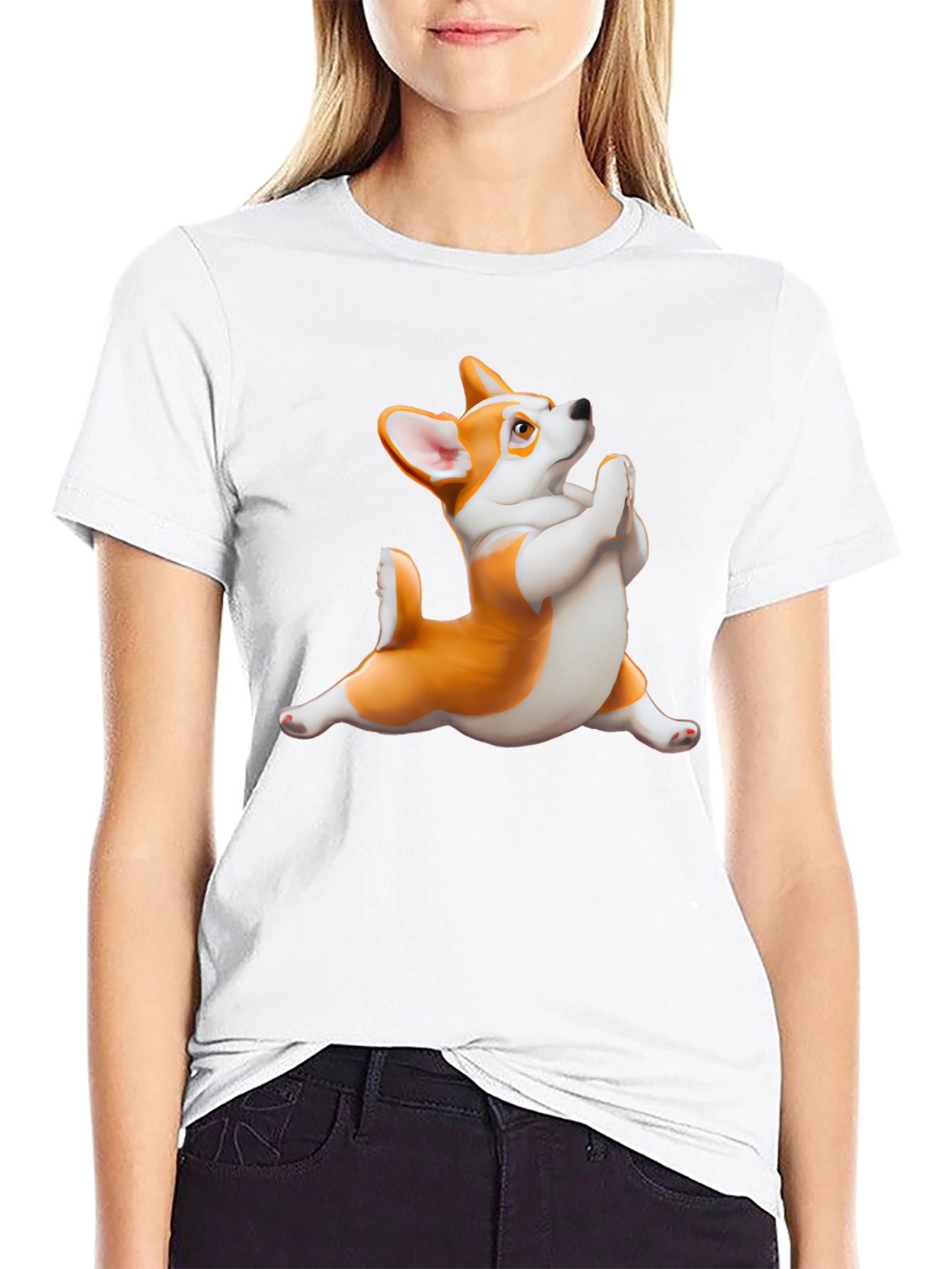 Yoga Corgi Black T-Shirt