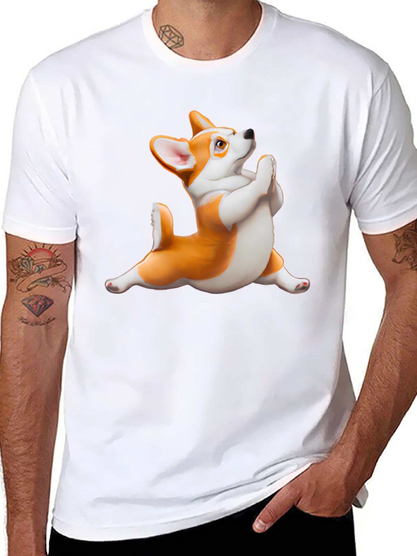 Yoga Corgi Black T-Shirt