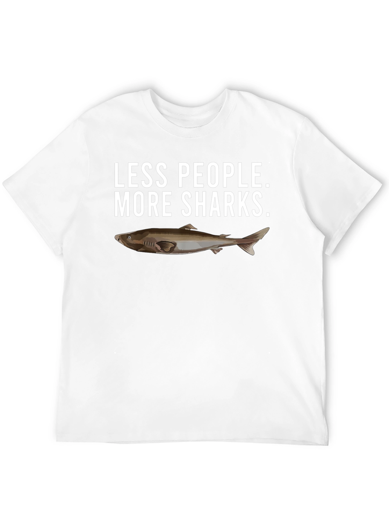 Less People More Sharks Black Graphic T-Shirt